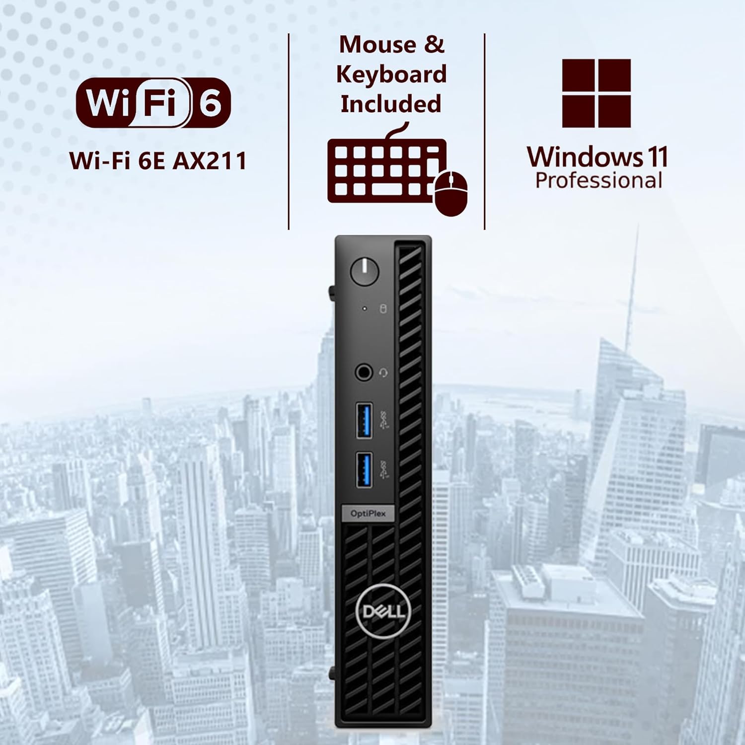 OEM Dell OptiPlex 7010 7000 MFF Intel i7-13700T 16 Core, 64GB RAM, 2TB NVMe, WiFi 6, Bluetooth, DisplayPort, KB y mouse con cable, 3 años, W11P,