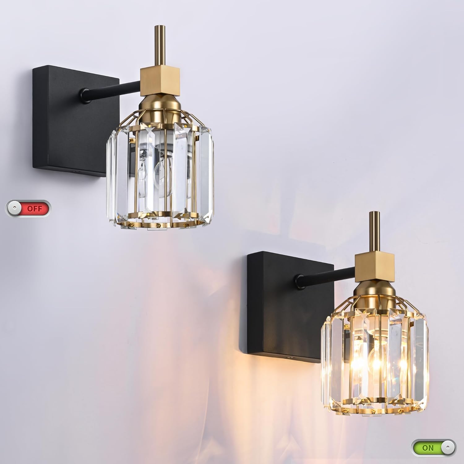 SOLFART 1 luces de cristal para baño, aplique de pared sobre espejo, lámpara de tocador de baño, luces de tocador de cristal para baño, accesorios