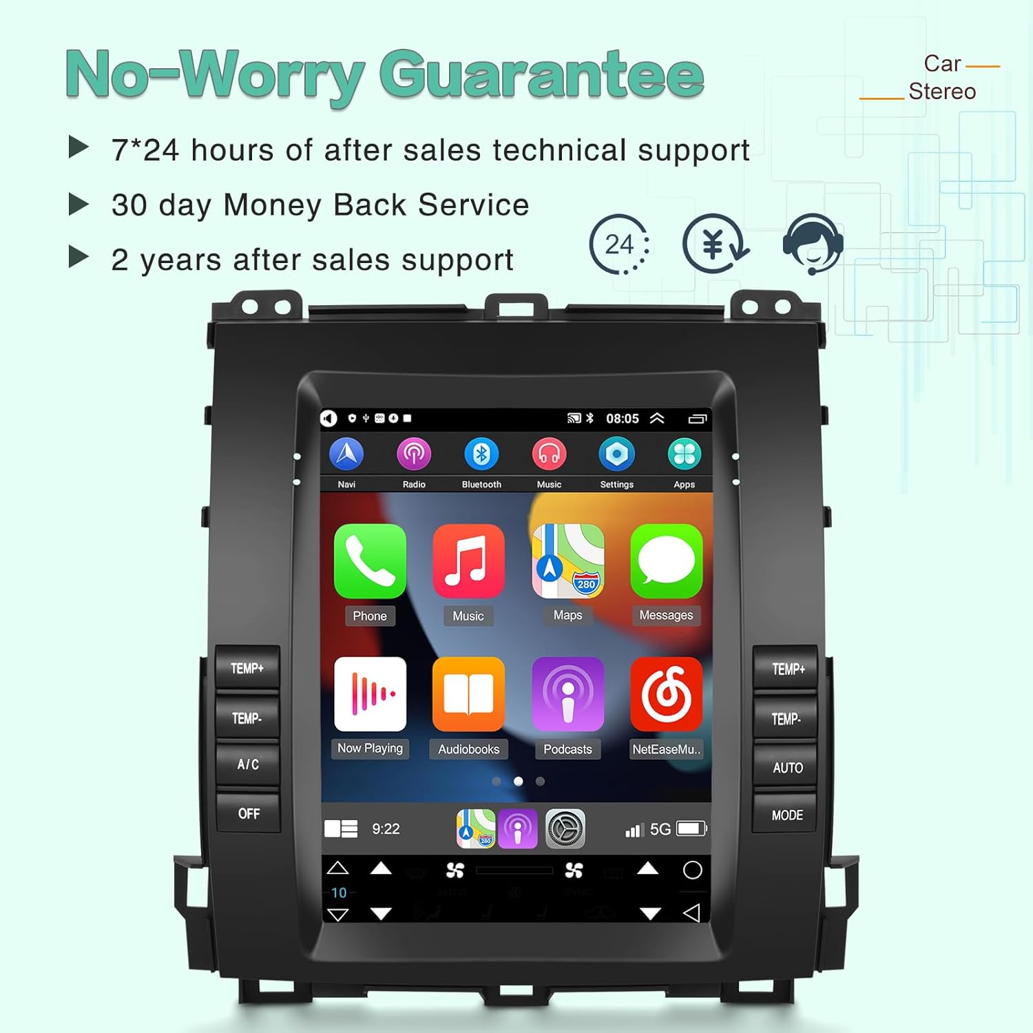 2G+64G Android 13 Radio de coche para Lexus GX470 Toyota Prado 2002-2009, pantalla táctil vertical estéreo de 9.7 pulgadas, Apple CarplayAndroid