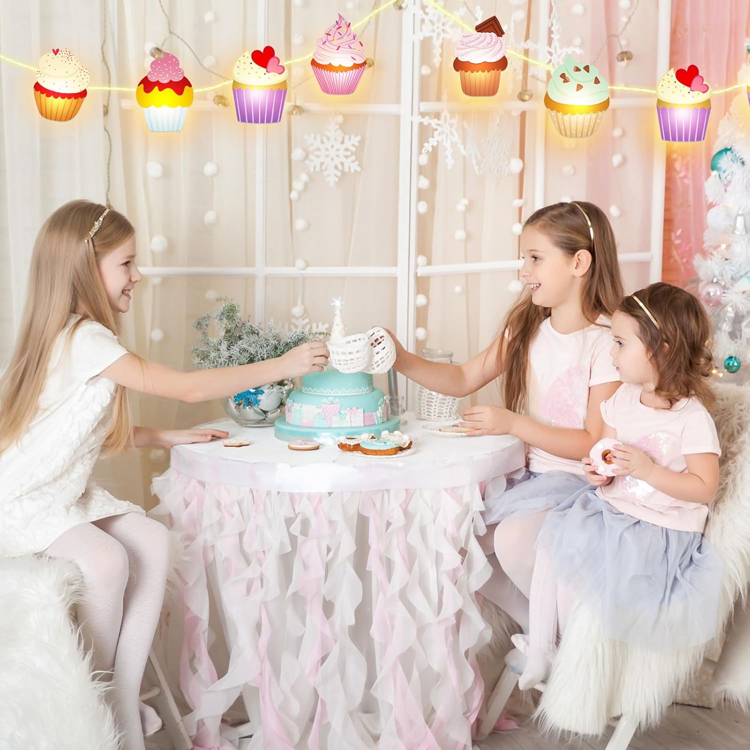 Guirnalda de luces para cupcakes, regalos de cupcakes, guirnalda de luces para decoración de bodas, fiestas de cumpleaños, 20 LED, 10 pies, funciona