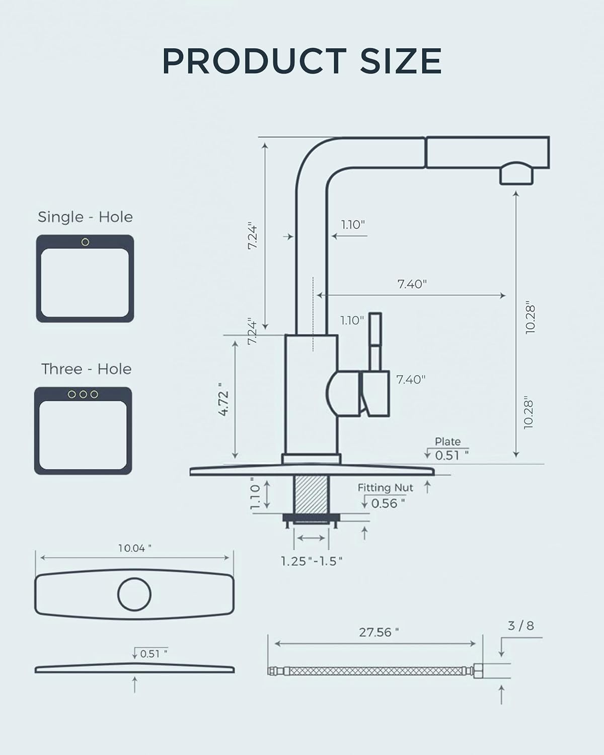 FORIOUS Grifo de cocina, grifo de fregadero de cocina con rociador extraíble, grifo de cocina comercial extraíble para fregadero de 1 o 3 agujeros,