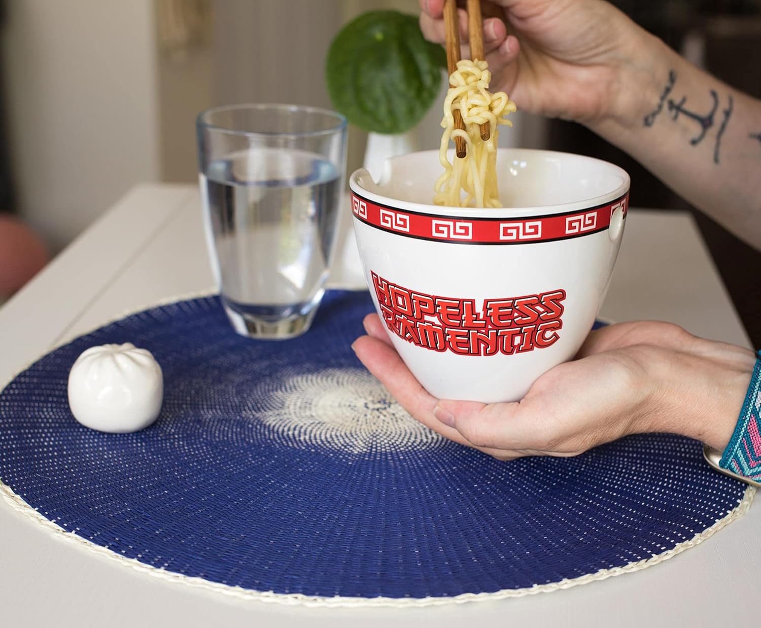 Bowl Bop Hopeless – Juego de vajilla de cerámica japonesa Ramentic  Incluye cuenco de fideos ramen de 16 onzas y palillos de madera  Juego de platos