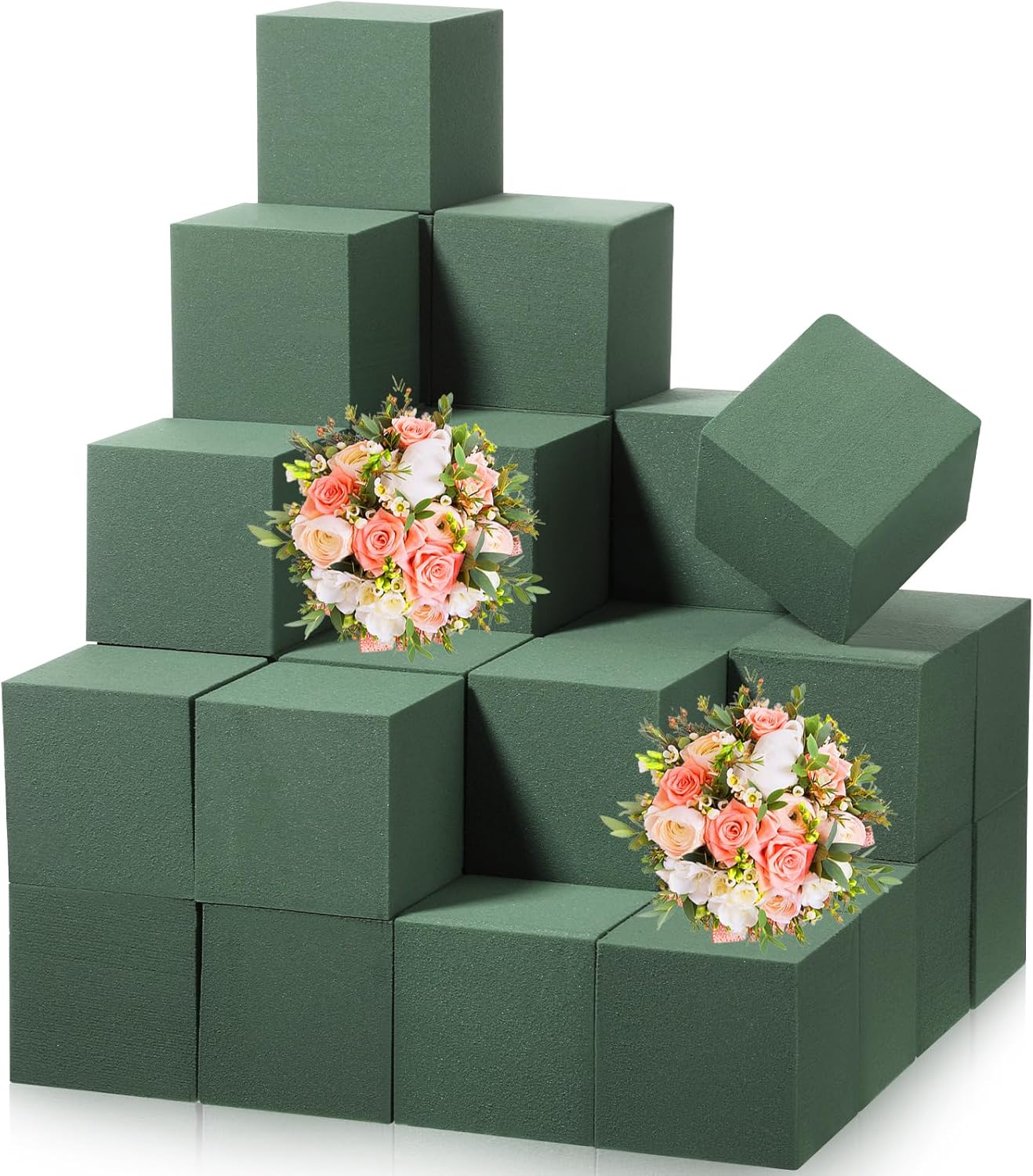 Gerrii 40 bloques de espuma floral para arreglos florales, plantas de ladrillo de espuma de floristería, flores secas y húmedas, suministros verdes