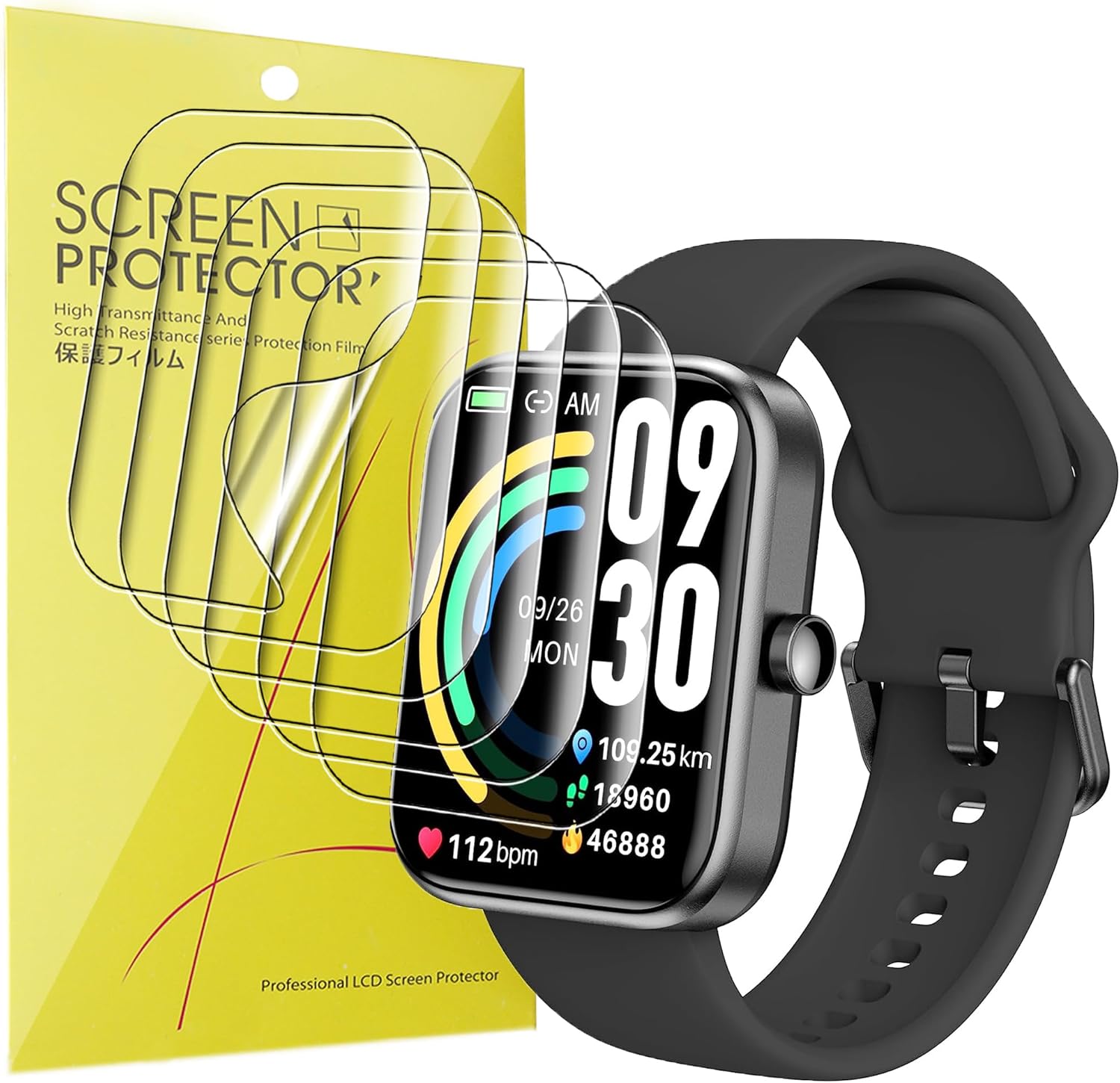 Protector de pantalla compatible con TOZO S3 Smart Watch, 6 unidades Película transparente de TPU de cobertura completa compatible con TOZO S3 Smart
