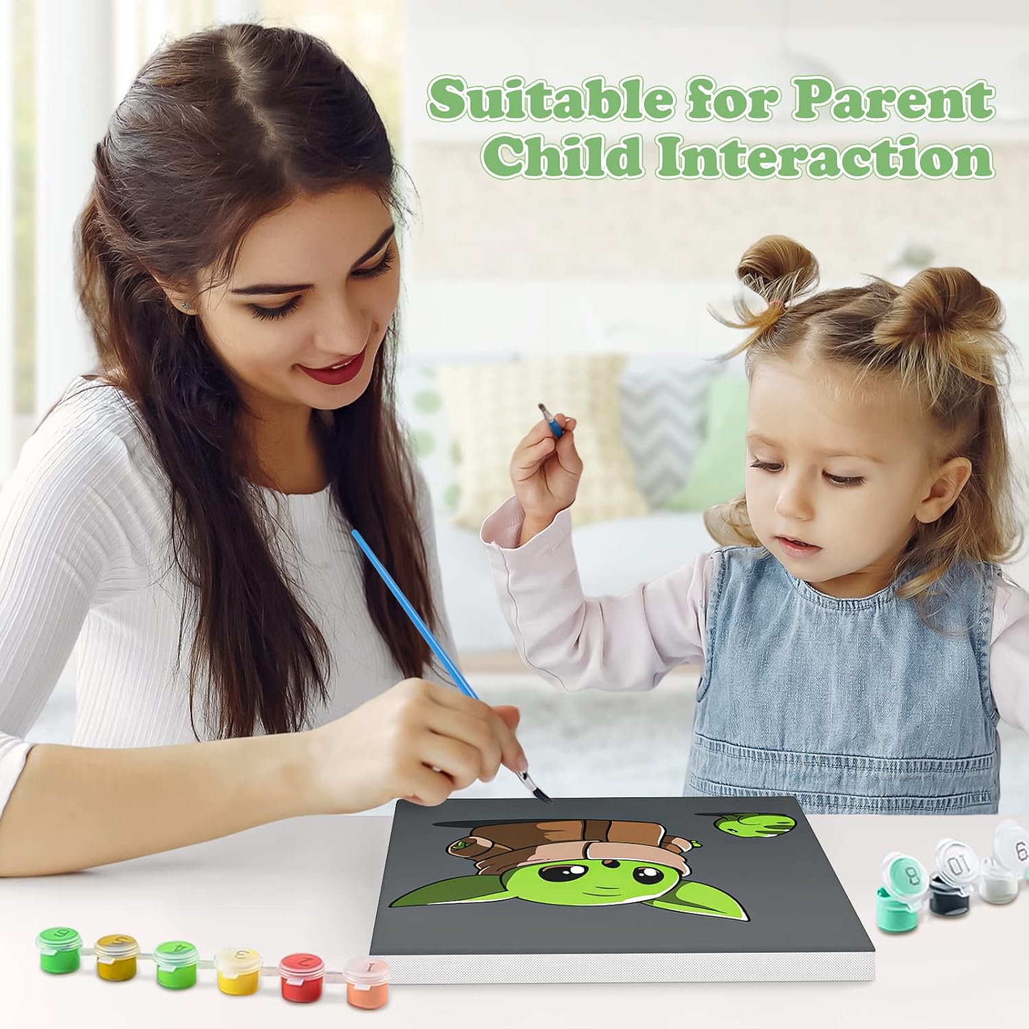 NAIMOER Paquete de 4 pinturas por números para niños, lienzo enmarcado para adultos y niños, pintura Yoda por números para niños de 8 a 12 años,
