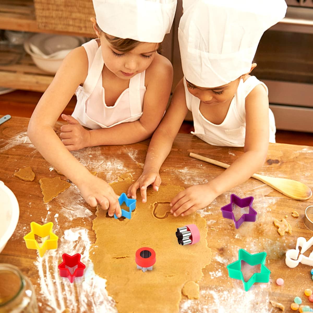 22 cuchillos de cocina de madera para niños, juego de cuchillos de cocodrilo con guantes, tabla de cortar frutas, verduras, cortadores arrugados,