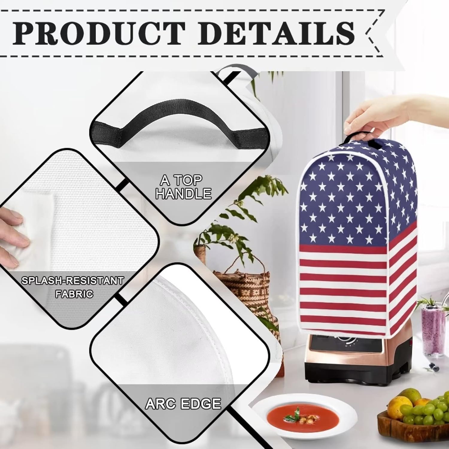 HUISEFOR Fundas para licuadora, cubierta a prueba de polvo para electrodomésticos de cocina, mango duradero, lavable, procesador de alimentos de