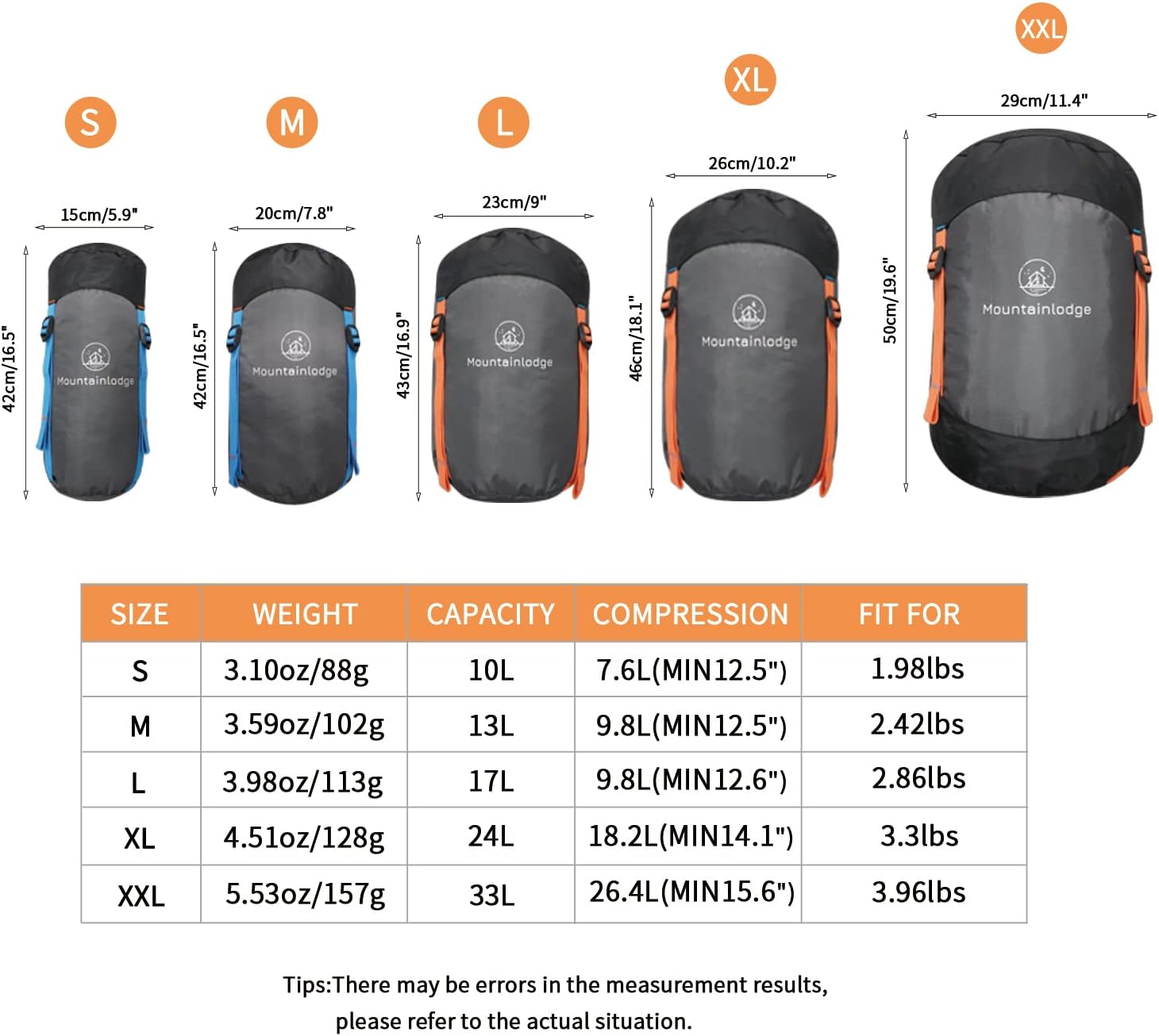 Saco de compresión de 10L13L17L24L33L, saco de dormir ultraligero para guardar cosas, proteger tu saco de dormir para viajes, campamento, senderismo