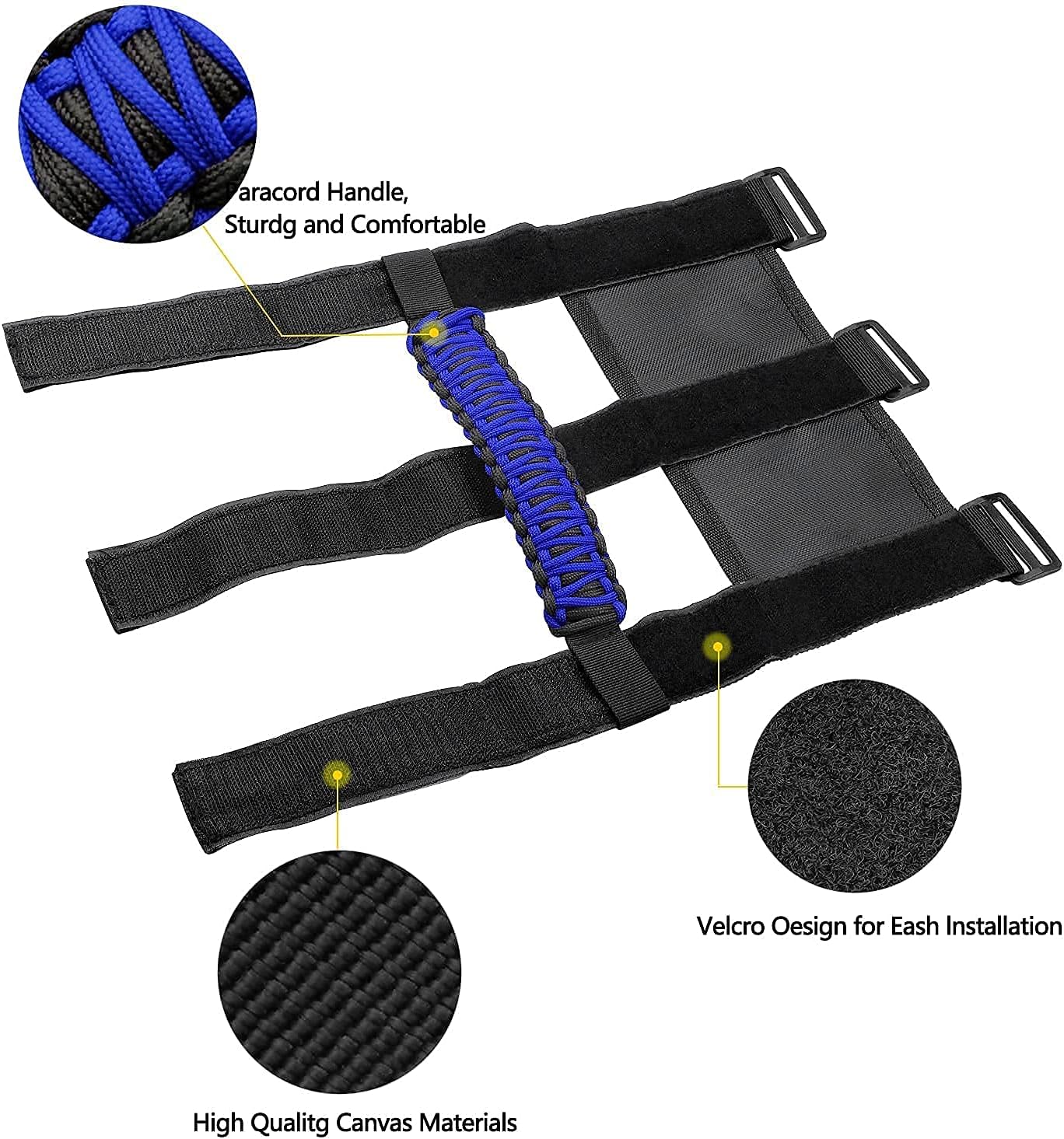 Kujunpao 4 asas de agarre de barra antivuelco compatibles con Jeep Wrangler JLU JK JKU TJ YJ LJ JT JL y Gladiator JT 1987-2021 UTV y ATV, se adapta