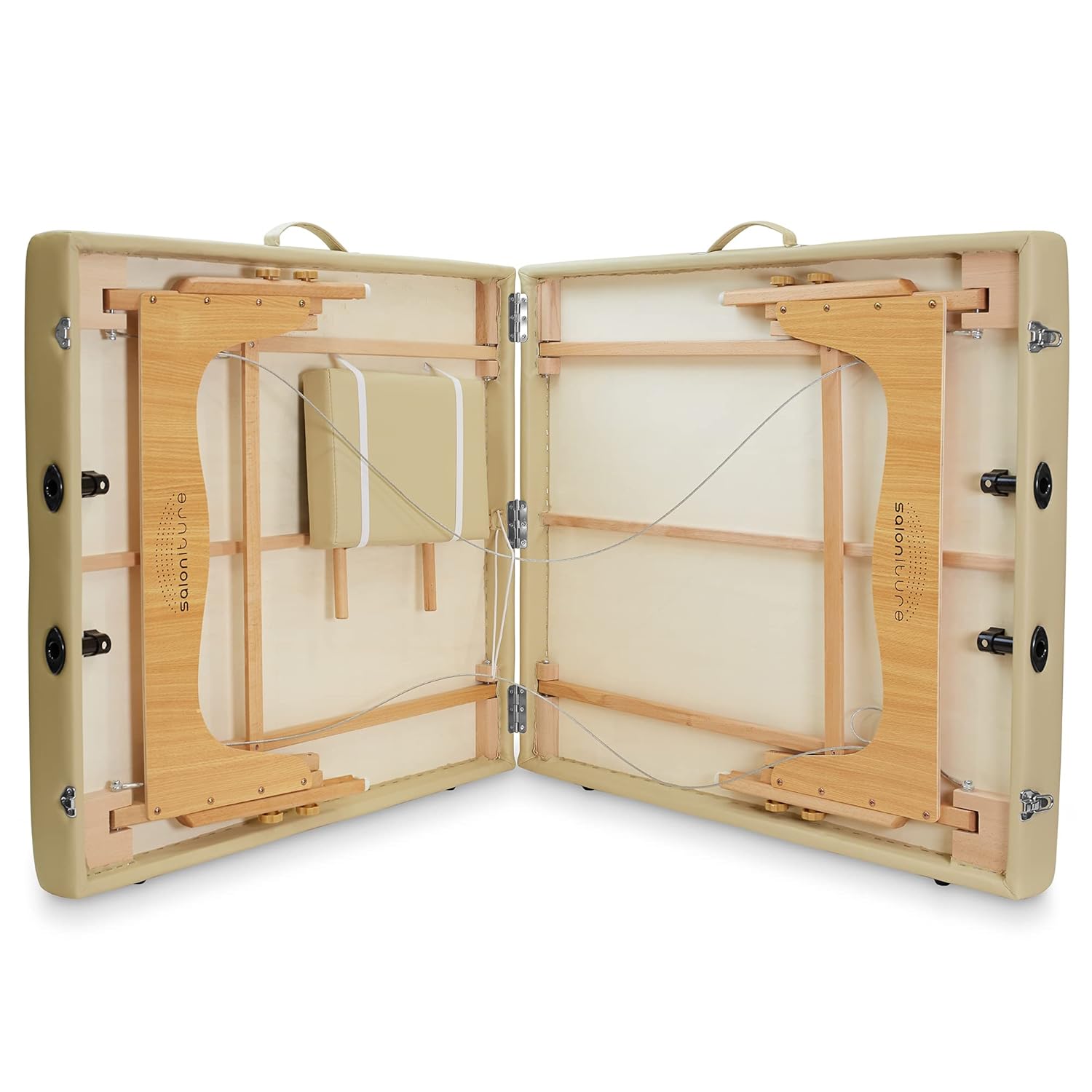 Saloniture Mesa portátil de masaje de terapia física, plataforma de tratamiento de estiramiento bajo al suelo, color crema