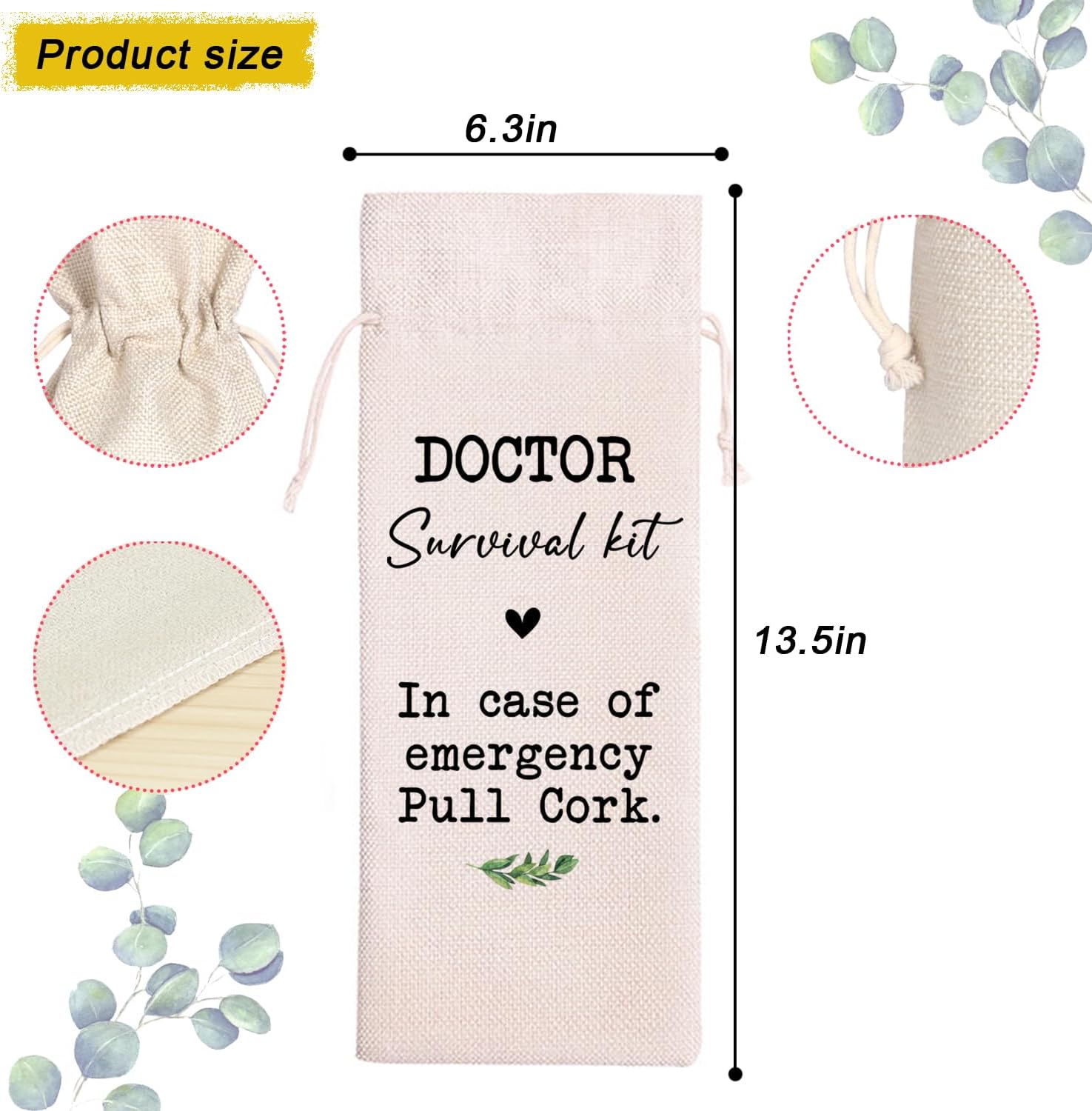 Regalos para médicos, kit de supervivencia para médicos, regalos de graduación de médicos, regalos únicos para médicos, bolsa de vino de