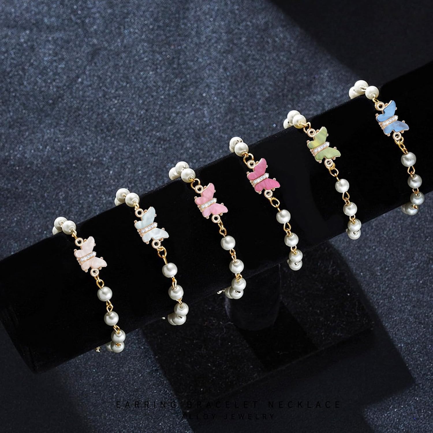 20 Uds. 10 colores de aleación de acrílico diamantes de imitación mariposa colgante Enlaces encanto doble bucles mariposa conector encantos para