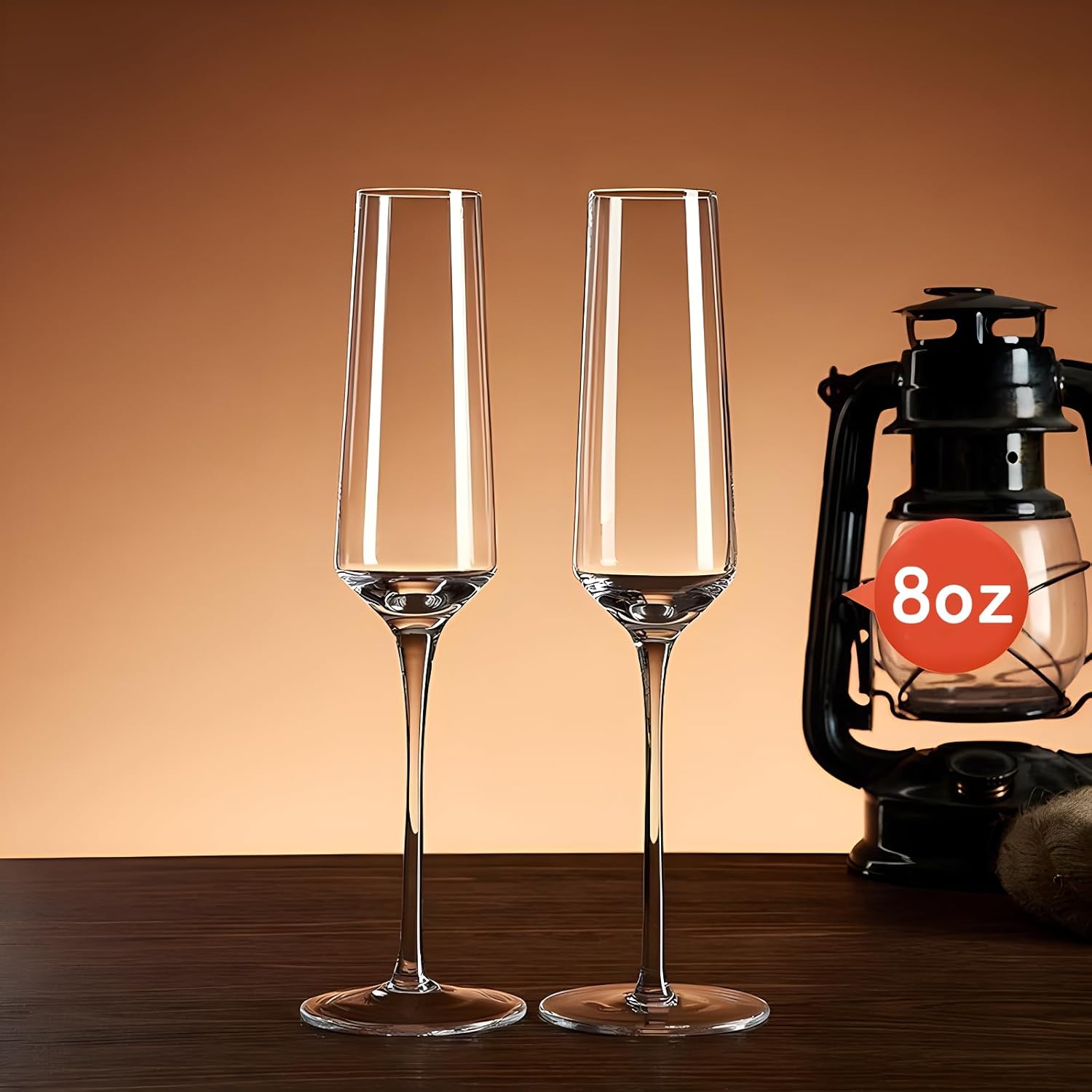 ACHEER Juego de 4 copas de champán de cristal, elegantes copas de champán de 8 onzas, sopladas a mano, modernas copas de champán, caja de regalo,