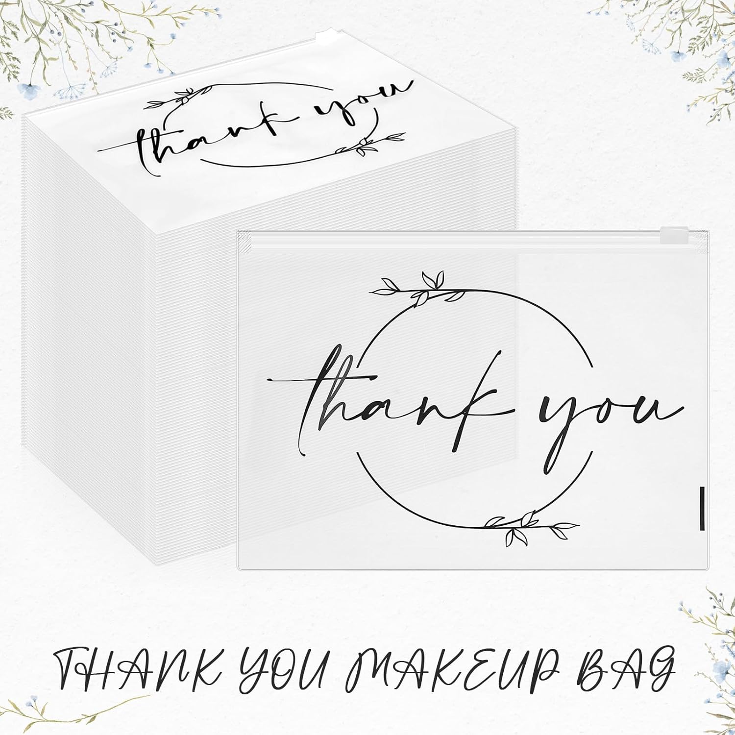 Ireer 100 bolsas de maquillaje de regalo de agradecimiento, bolsas de cosméticos EVA con cremallera, bolsas de agradecimiento, mini bolsa de aseo a