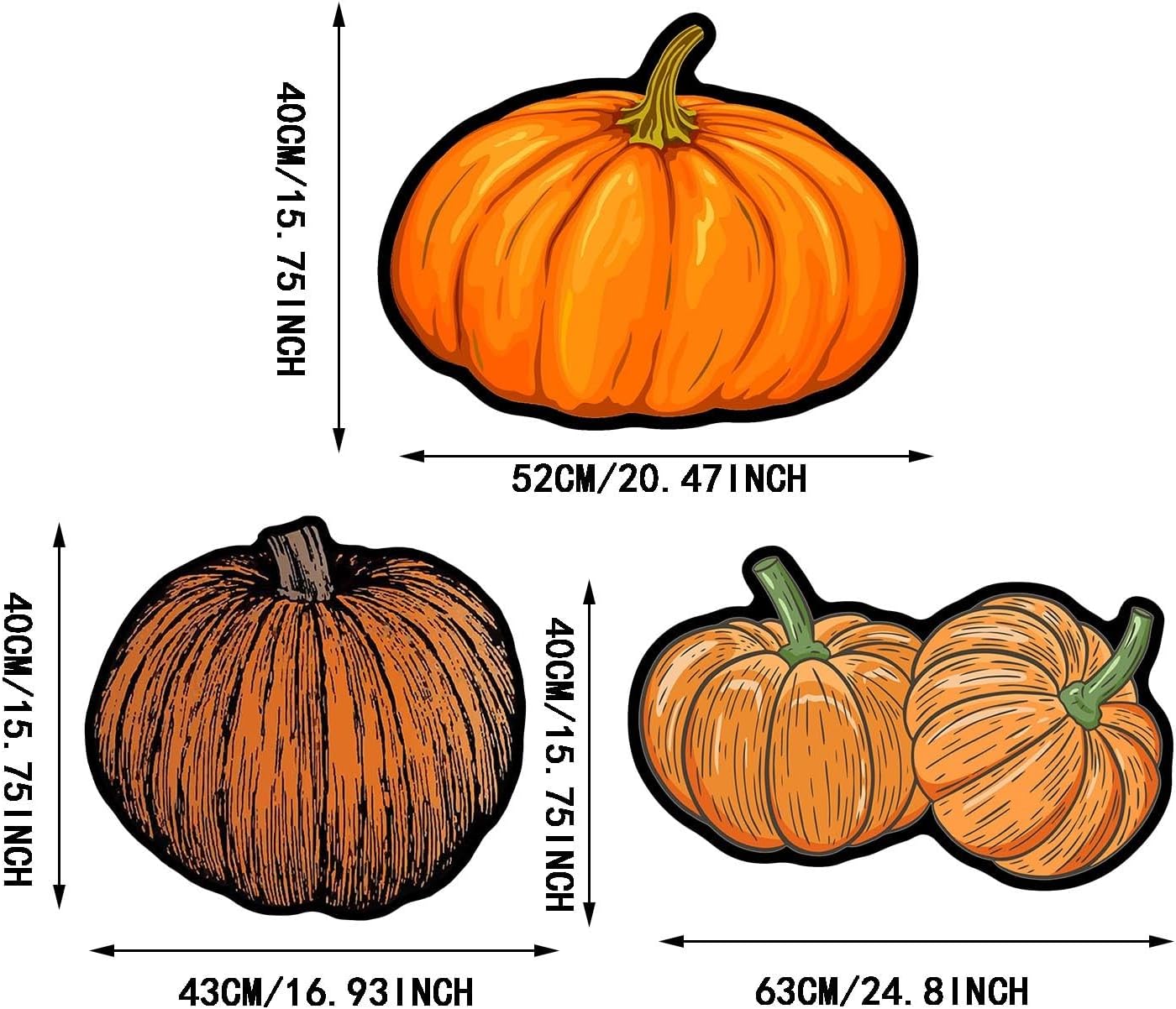 Tapete de calabaza con forma de Acción de Gracias de 31 x 22 pulgadas, antideslizante, lavable, tapete de bienvenida para puerta de otoño, para