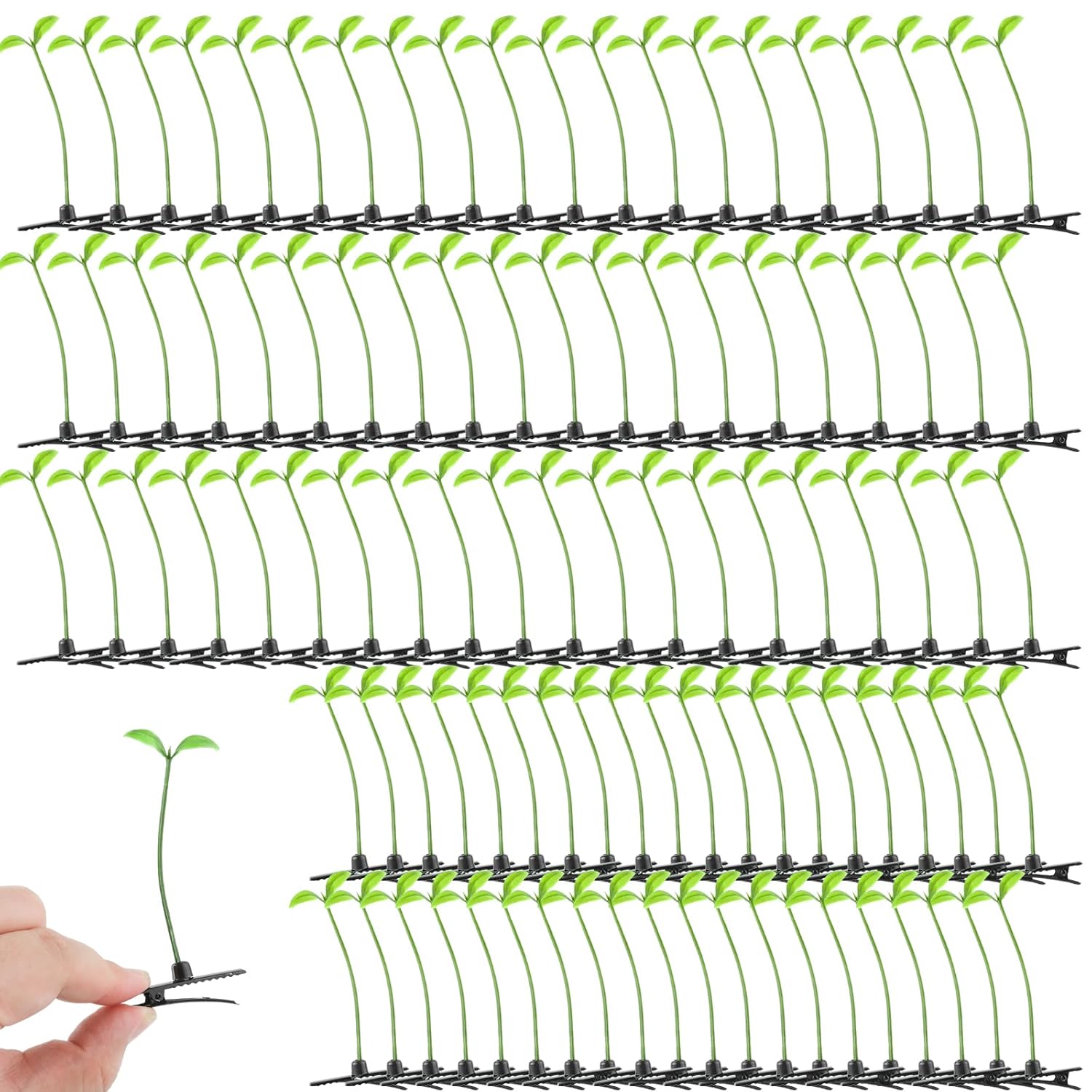 100 pinzas para el cabello de brotes de frijoles, lindas pinzas para el cabello de plantas, horquilla divertida, pasador de hierba, accesorios para