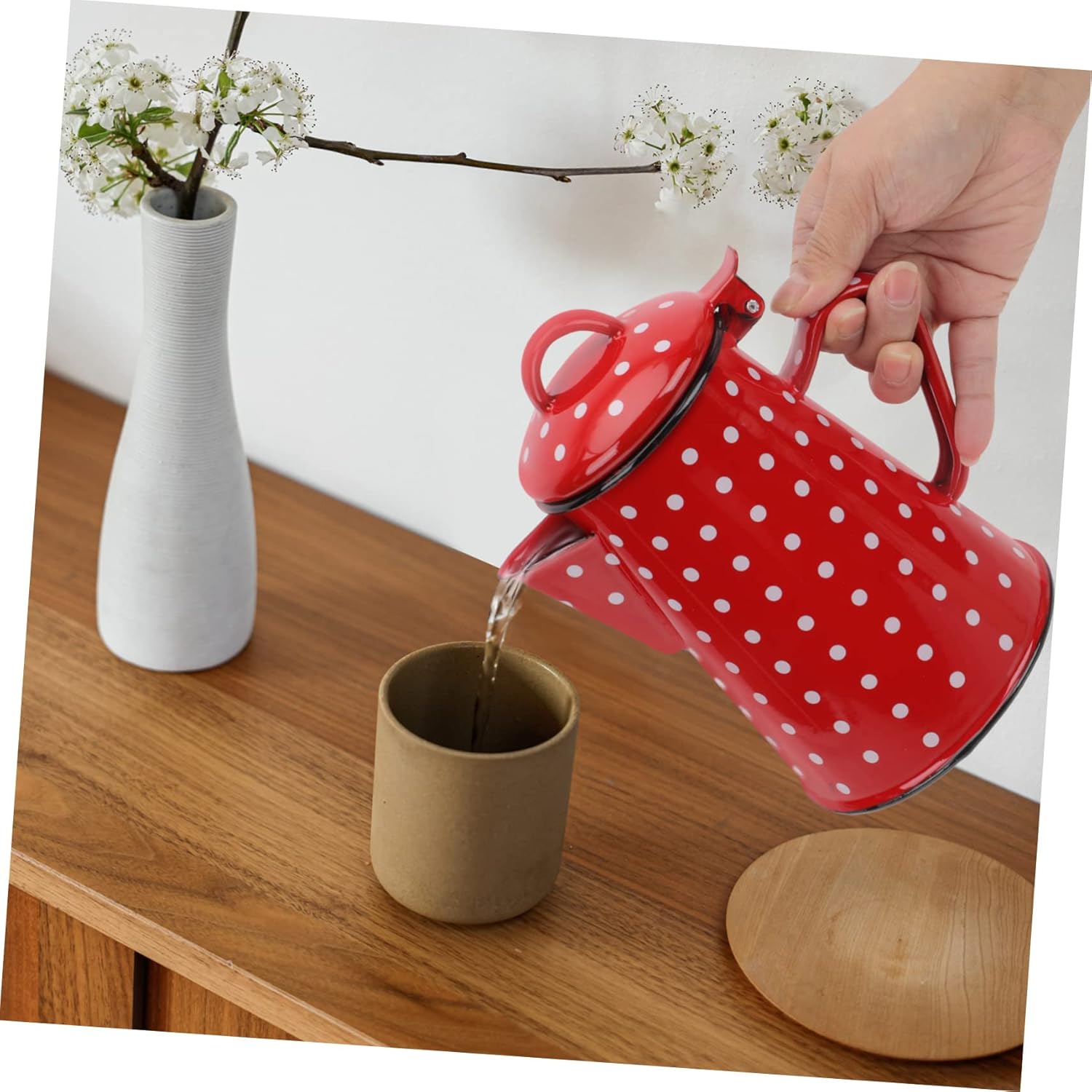 Cabilock Cafetera Expresso con mango de esmalte para cafetera expreso, hervidor de cerámica, jarras para beber, café camping