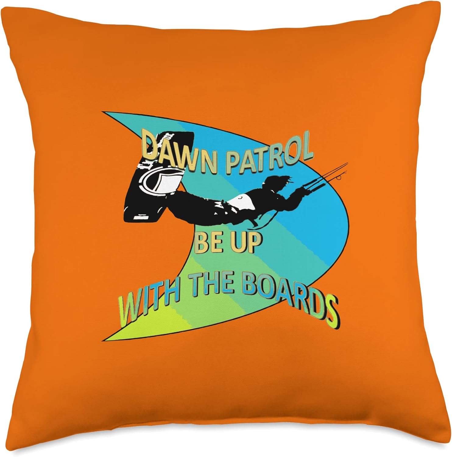 Kitesurf Gifts and Surf Lover Tees by taiche Freestyle Kitesurfer Be Up with The Boards Fun Pun 5 Throw Pillow, 18×18, Multicolor