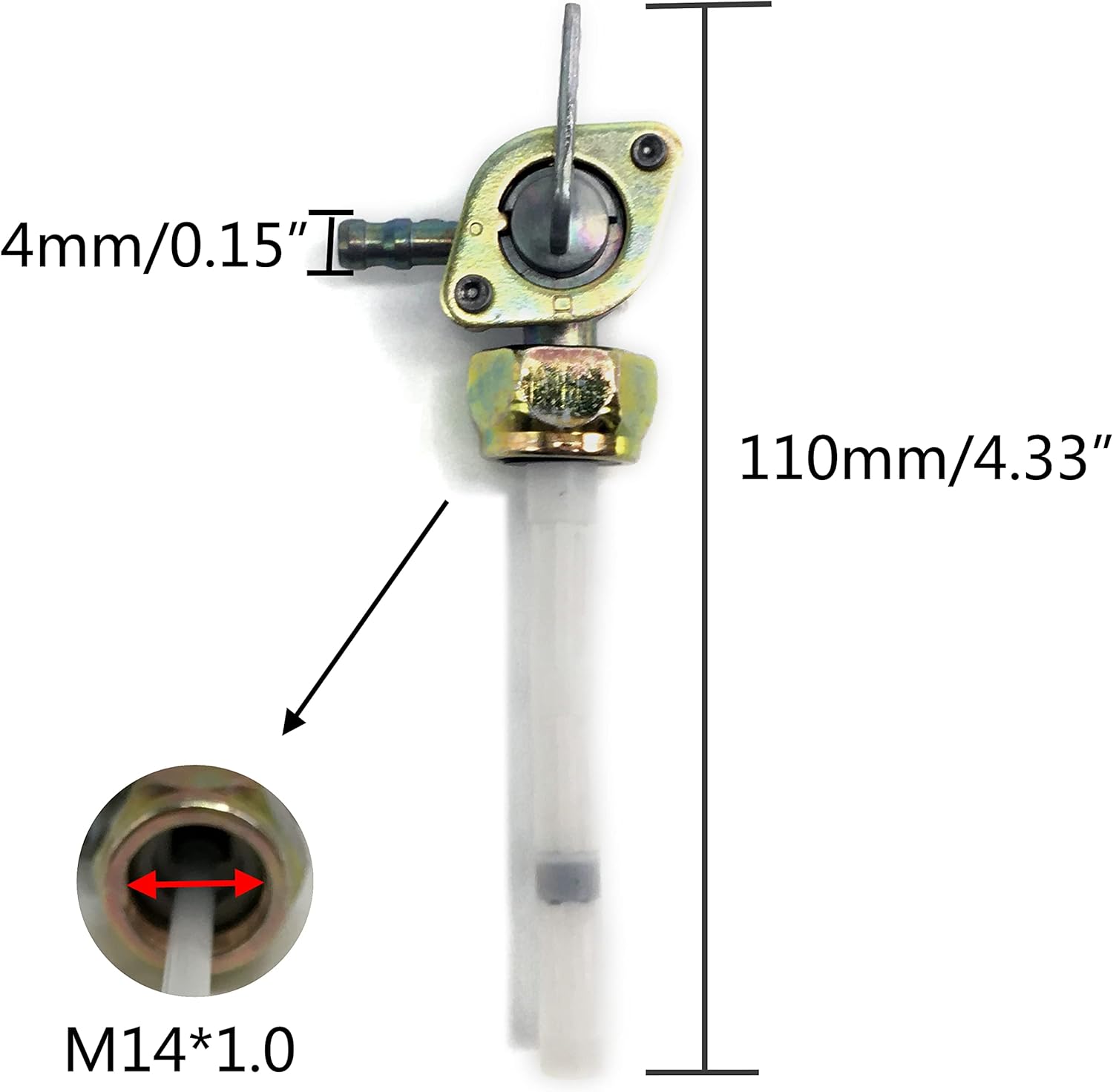 Fuel Cock – Interruptor de gasolina de 0.551 in x 0.039 pulgadas compatible con Honda 16950-GF6-015 16950-163-035 con 50cc 70cc 90cc 110cc 125cc