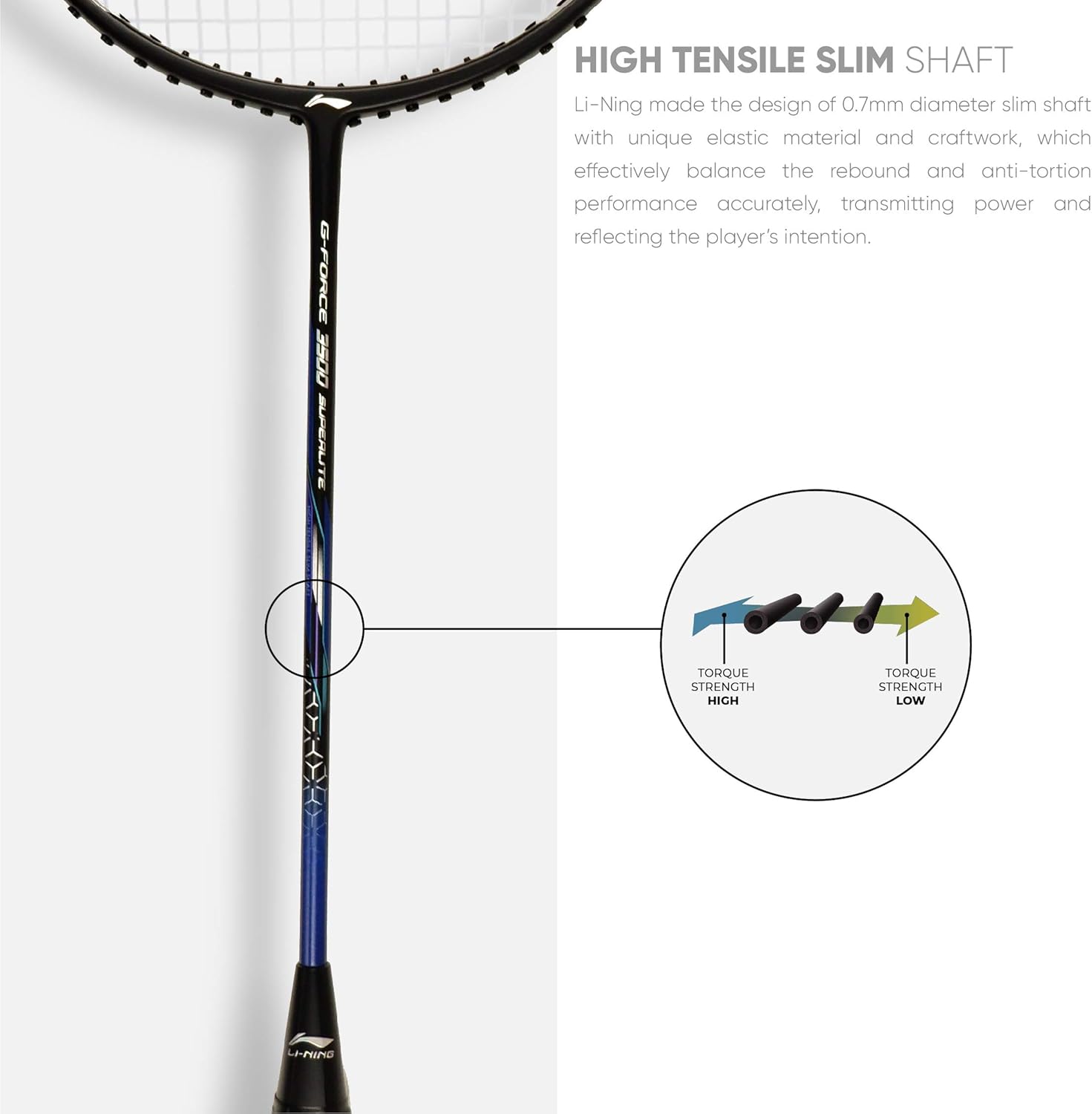 Li-Ning G-Force Superlite 3600 – Raqueta de bádminton de fibra de carbono con cubierta completa gratis