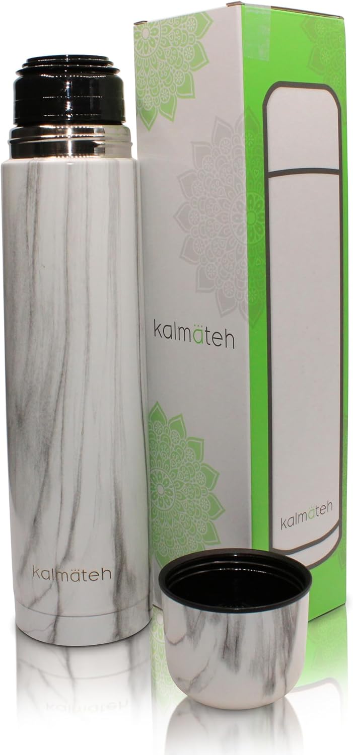 KALMATEH Termo de yerba mate moderno y elegante, aislado al vacío y doble pared de acero inoxidable 188, sin BPA, termo especialmente diseñado para