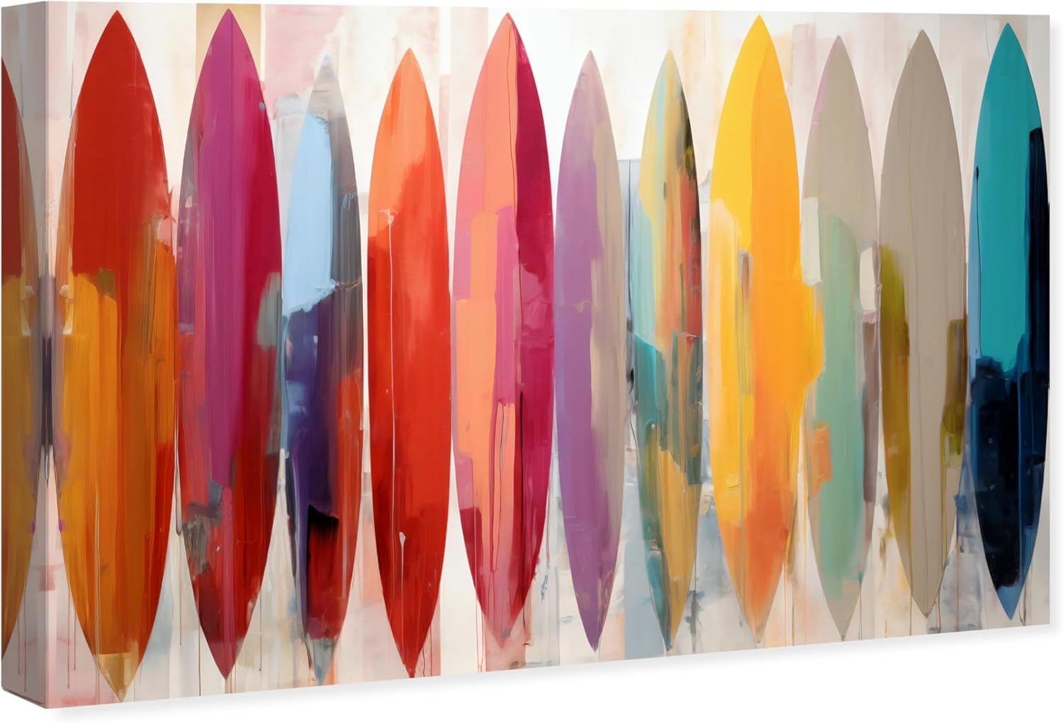 Wynwood Studio Lienzo enmarcado contemporáneo náutico y costero, tablas de surf abstractas, arte de pared para sala de estar, dormitorio y baño, 24