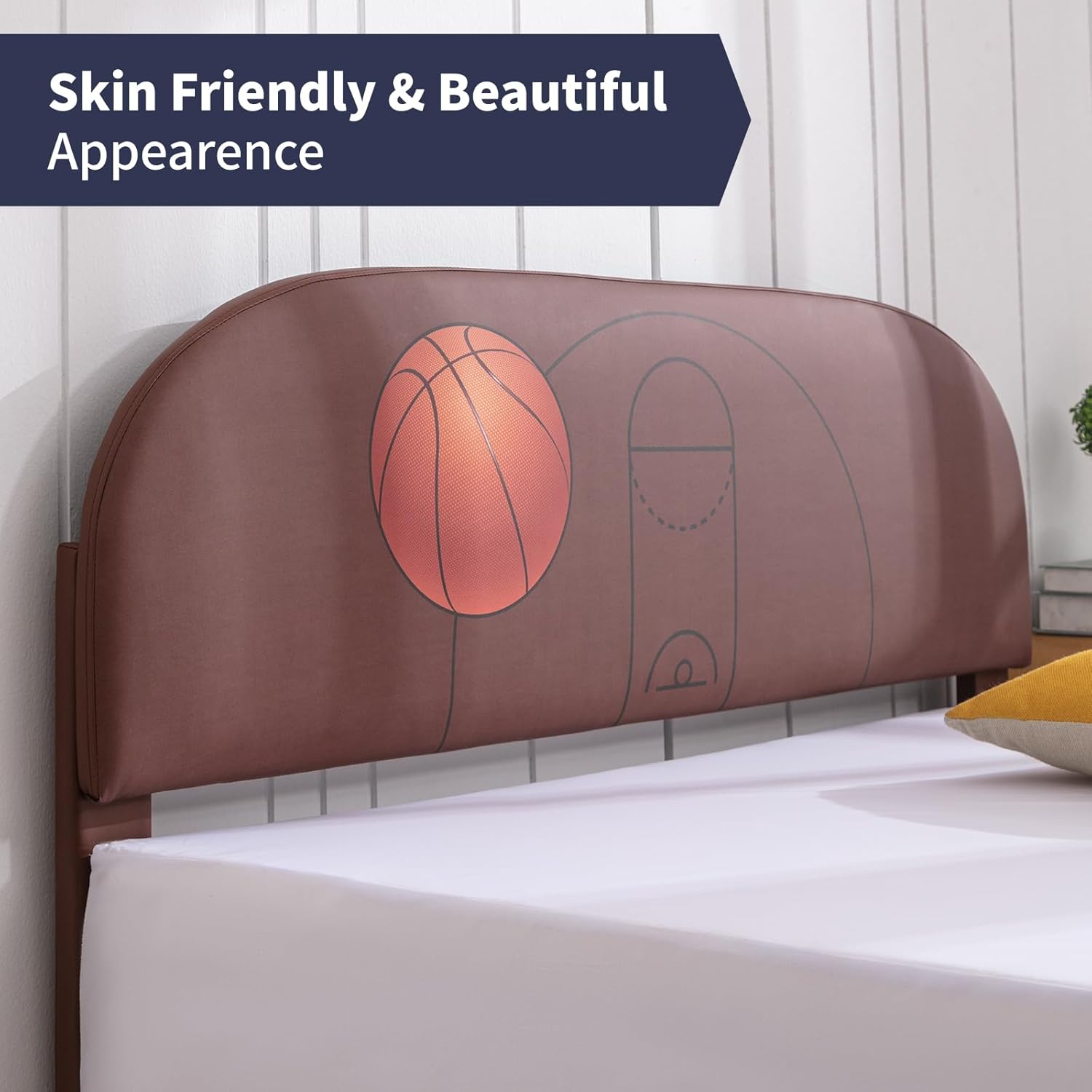 Zafly – Marco de cama matrimonial para niños, marco de cama tapizado de madera con soporte de listones, marco de cama para niños con cabecera