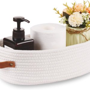 Cesta de almacenamiento tejida para tanque de inodoro, cesta organizadora de decoración del hogar de granja para baño, mesa y mostrador, 13 x 5.9 x Cesta de almacenamiento tejida para tanque de inodoro, cesta organizadora de decoración del hogar de granja para baño, mesa y mostrador, 13 x 5.9 x