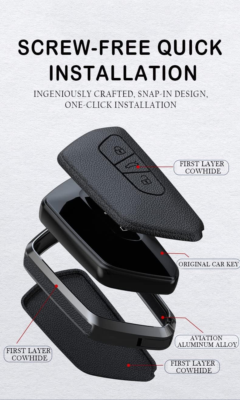 SANRILY Funda para llavero de metal y cuero de alta calidad sin llave para VW ID.4 2020 Skoda Octavia Seat Leon MK4 Funda para llave VW Golf 8