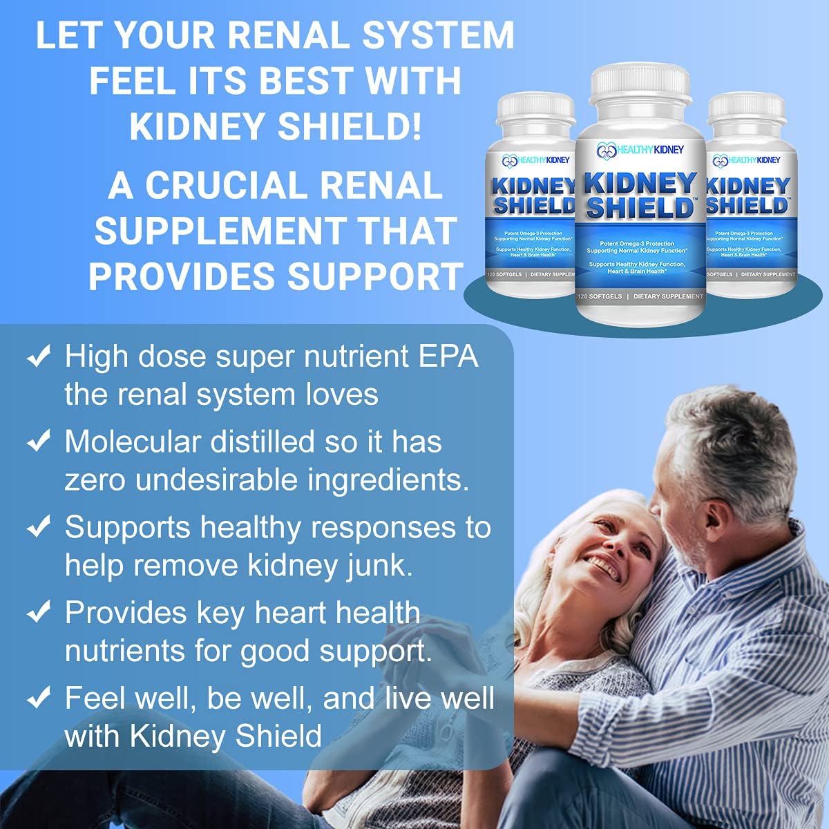 Suplemento renal de aceite de pescado Kidney Shield y paquete bloqueador de fósforo natural PhosFix