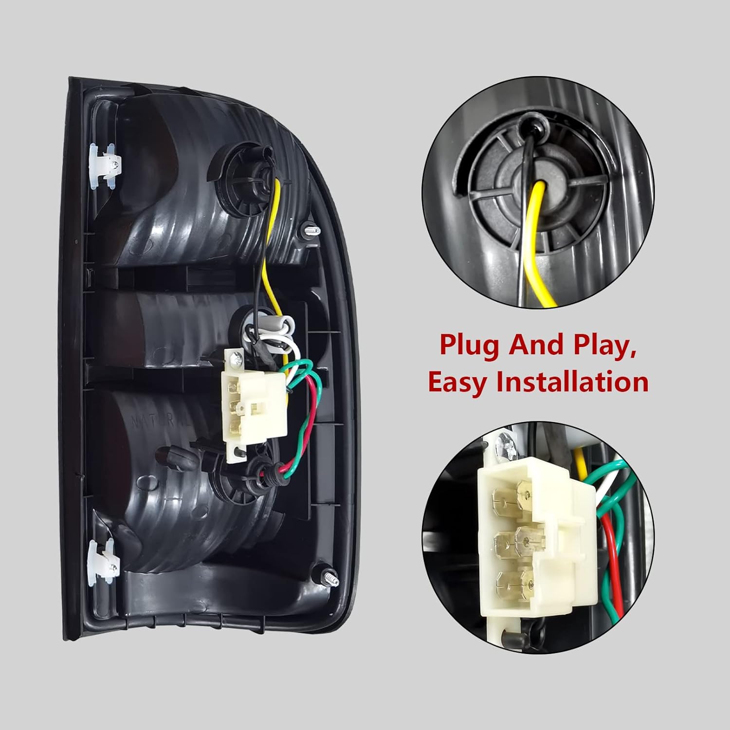Rongxu – Conjunto de luz trasera para Toyota Tacoma compatible con 2001 2002 2003 2004, lámpara trasera de luz de freno lateral del conductor,