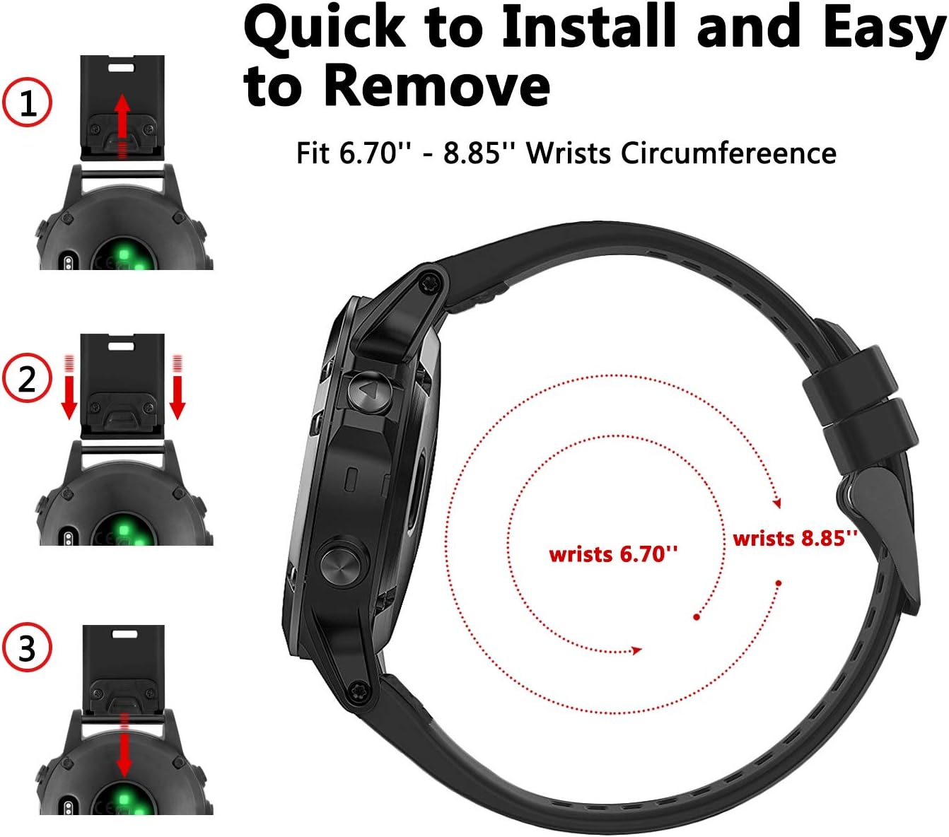 Correas compatibles con Garmin Fenix 5 Watch Correa de silicona de repuesto para Fenix 7Fenix 6Fenix 6 ProFenix 5Fenix 5 PlusForerunner