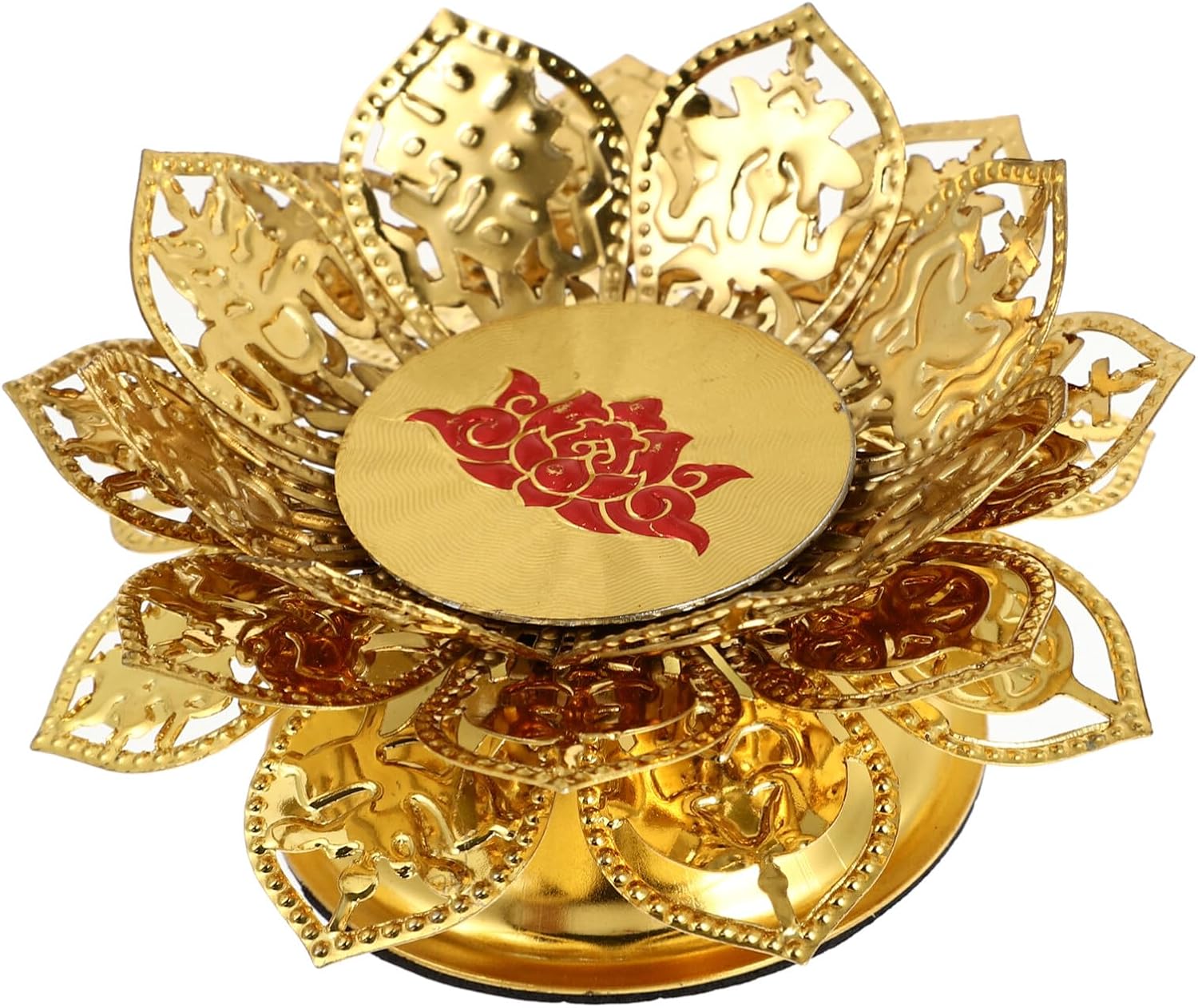 SOLUSTRE Candelabro de Buda con base de vela de loto, flor de loto, candelita votiva, soporte de lámpara de mantequilla de Buda de metal, soporte de