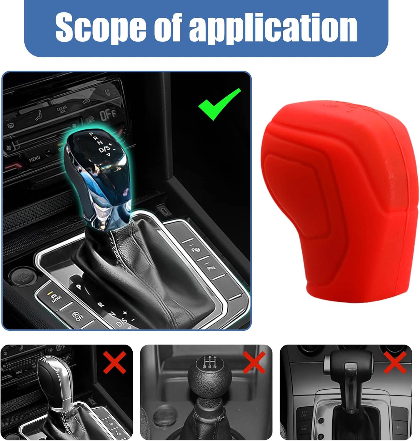 Ziciner 2 fundas para pomos de palanca de cambios de automóvil, accesorios de silicona elástica para proteger el cambio automático, protector