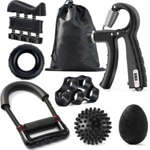 SOUFORCE Kit de fortalecimiento de agarre de mano (paquete de 7), entrenador de fuerza de agarre ajustable, entrenador de entrenamiento de SOUFORCE Kit de fortalecimiento de agarre de mano (paquete de 7), entrenador de fuerza de agarre ajustable, entrenador de entrenamiento de