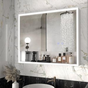 Espejo de botiquín con modo LED de 3 colores de 31.5 x 25.6 pulgadas, gabinete de medicina empotrado o gabinete de medicina de montaje en superficie Espejo de botiquín con modo LED de 3 colores de 31.5 x 25.6 pulgadas, gabinete de medicina empotrado o gabinete de medicina de montaje en superficie