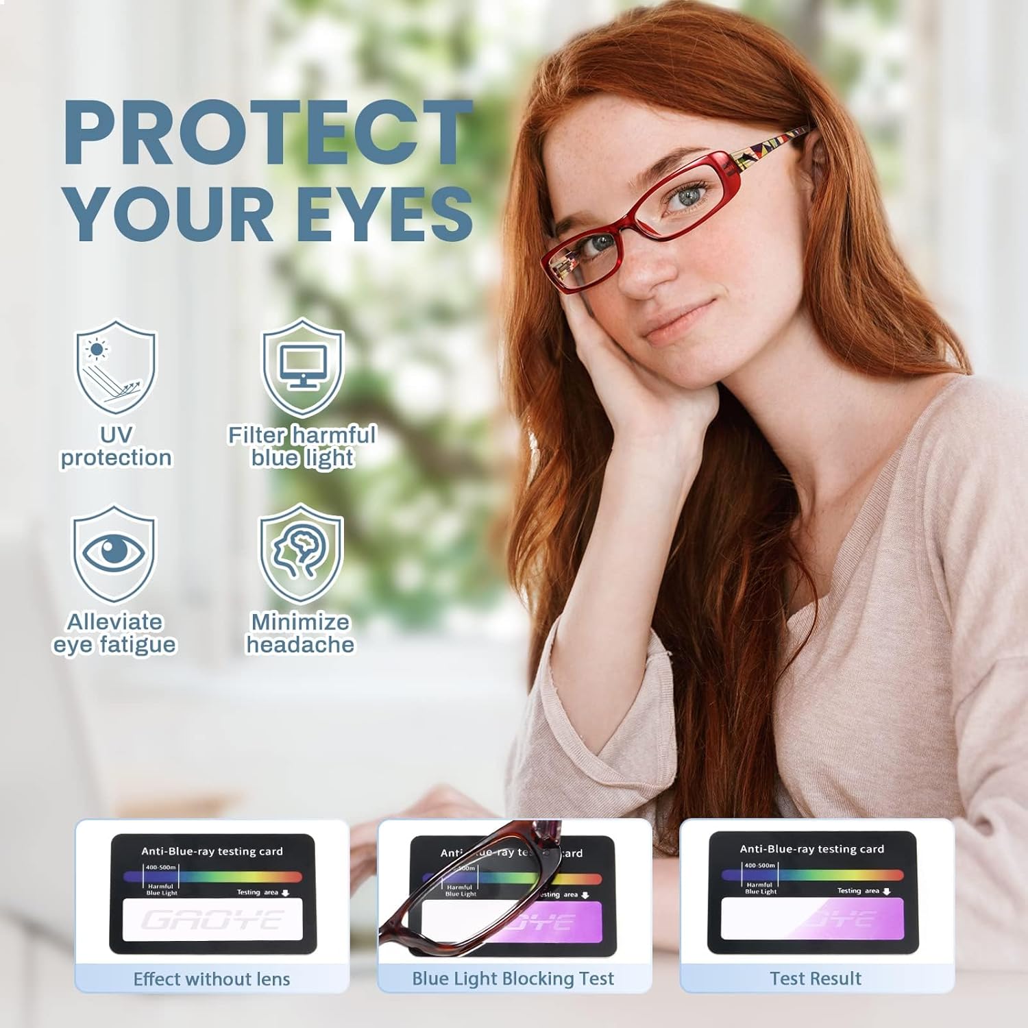Gaoye 6 Pack Reading Glasses for Women, Blue Light Readers for Women Men, Anti Eye Strain Computer Reading Eye Glasses