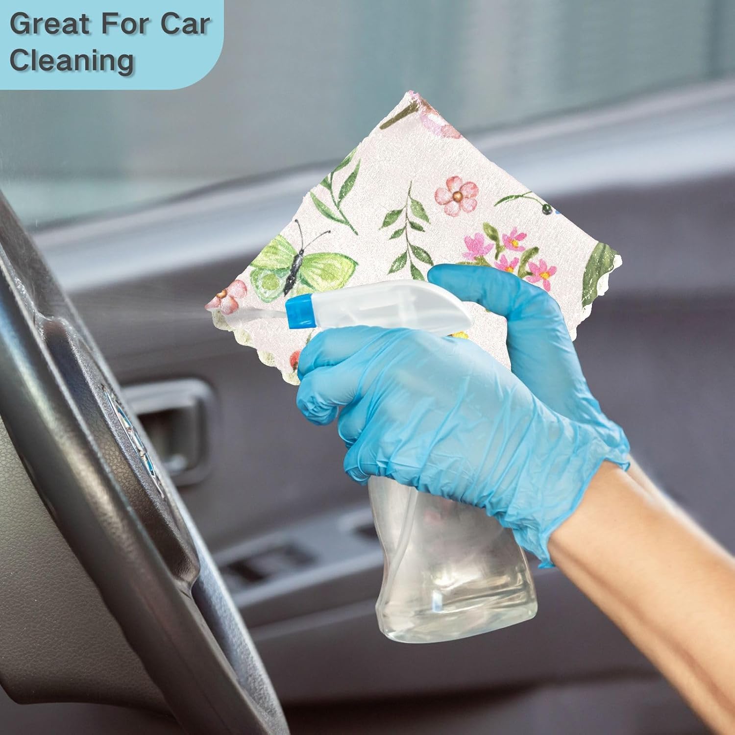Spring Wildflowers Leaf Butterfly Quality Decor Microfiber Dish Drying Towel Fast Drying 6 Pack Rags for Bathroom Coffee