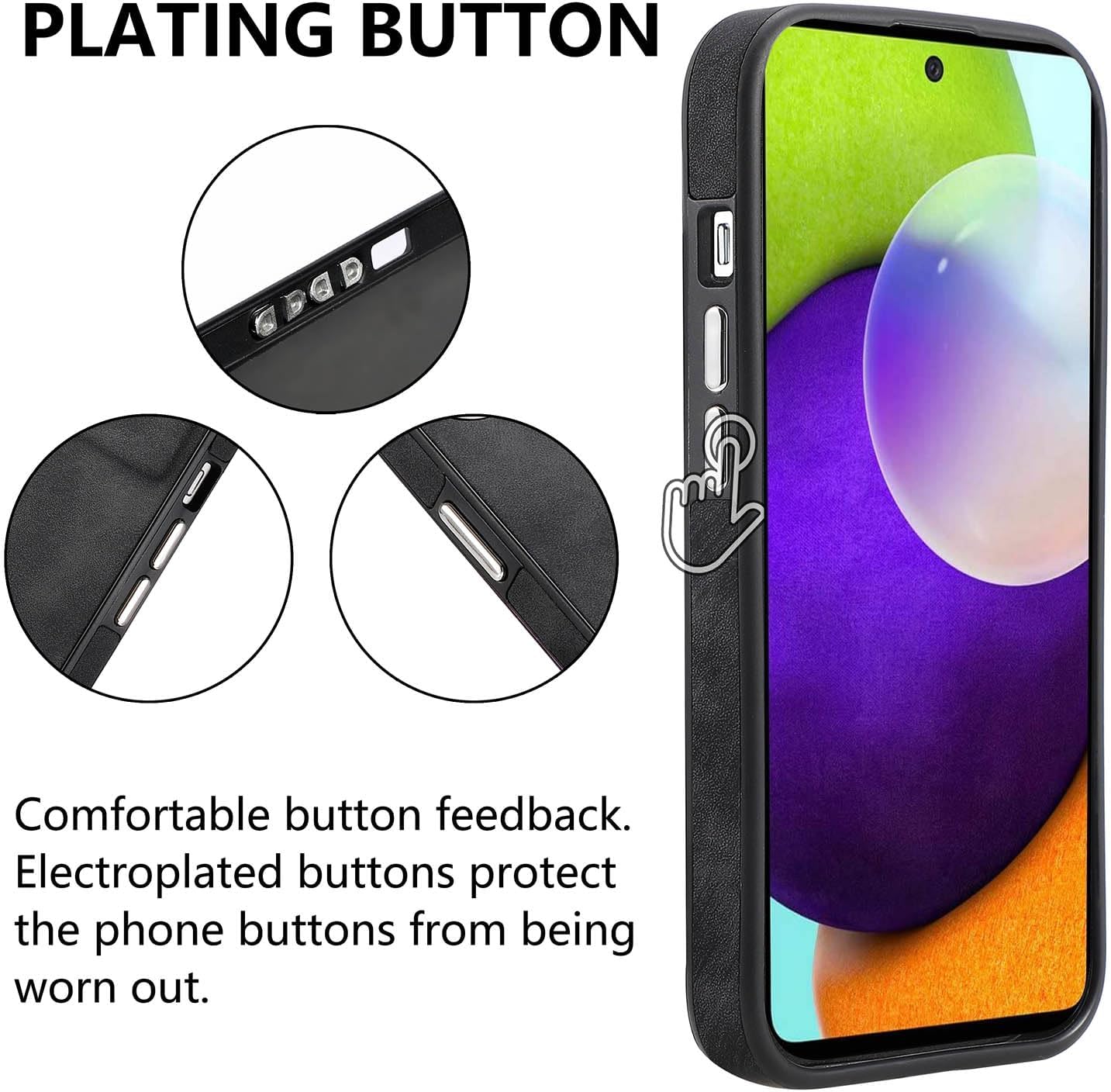 Asuwish Funda de teléfono para Samsung Galaxy A52A52S 5G con protector de pantalla de vidrio templado y funda delgada de cuero suave y resistente,