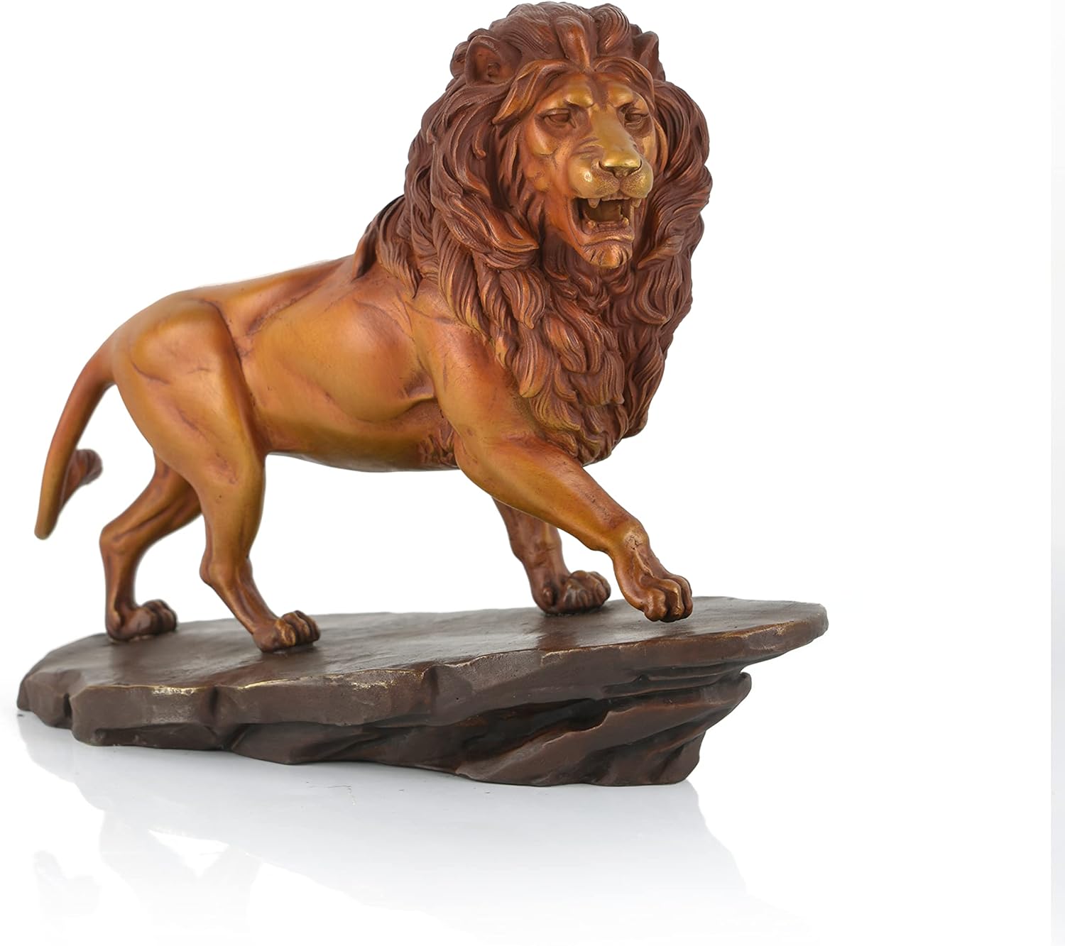 Bronze Regal Lion – Estatua de león de cobre puro – Escultura de latón coleccionable para decoración de mesa – Figura para decoración del hogar y