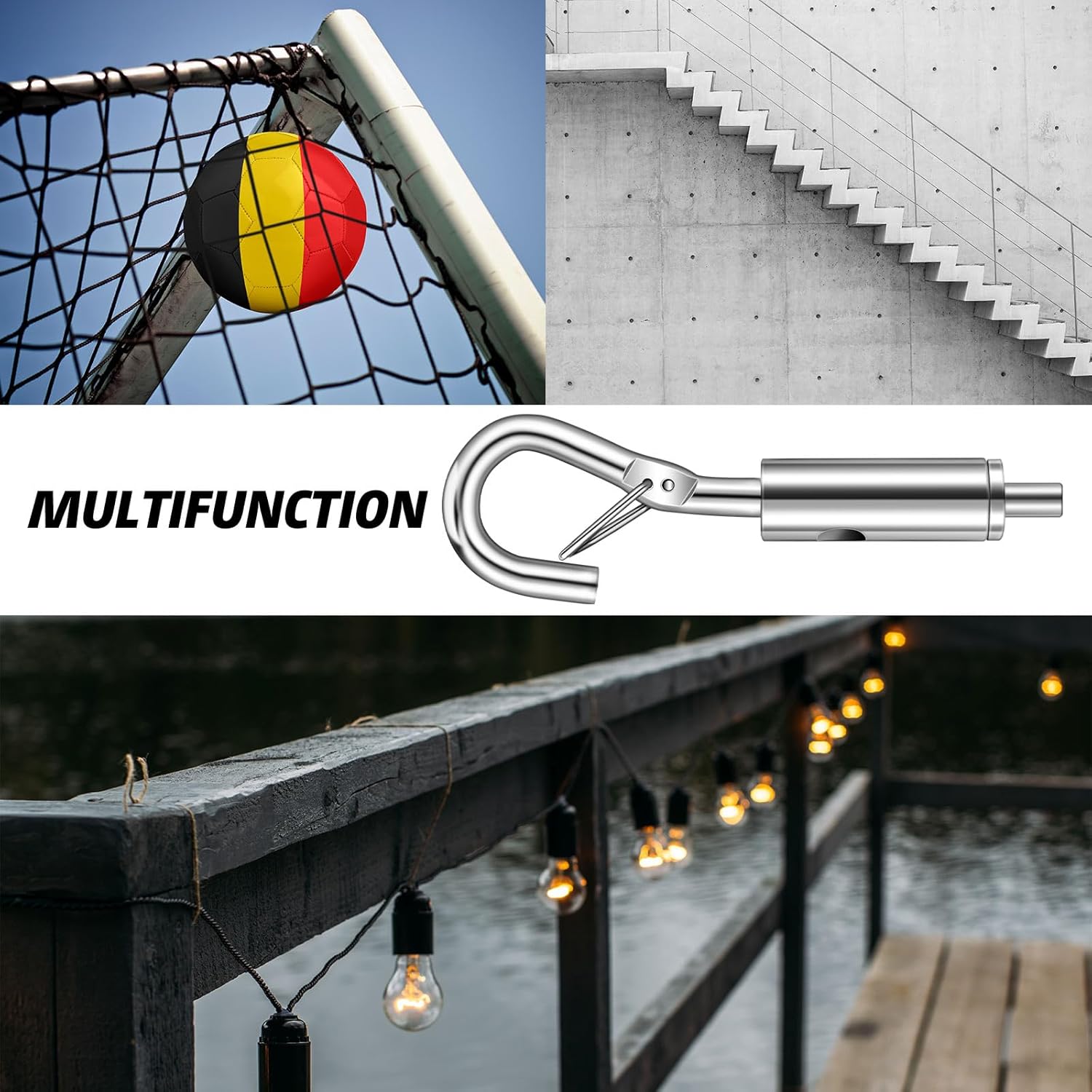 Zonon 20 piezas de tensión de gancho y ojo portátiles para 125-116 galvanizado304316 cuerda de cable de acero inoxidable colgante de luz accesorios