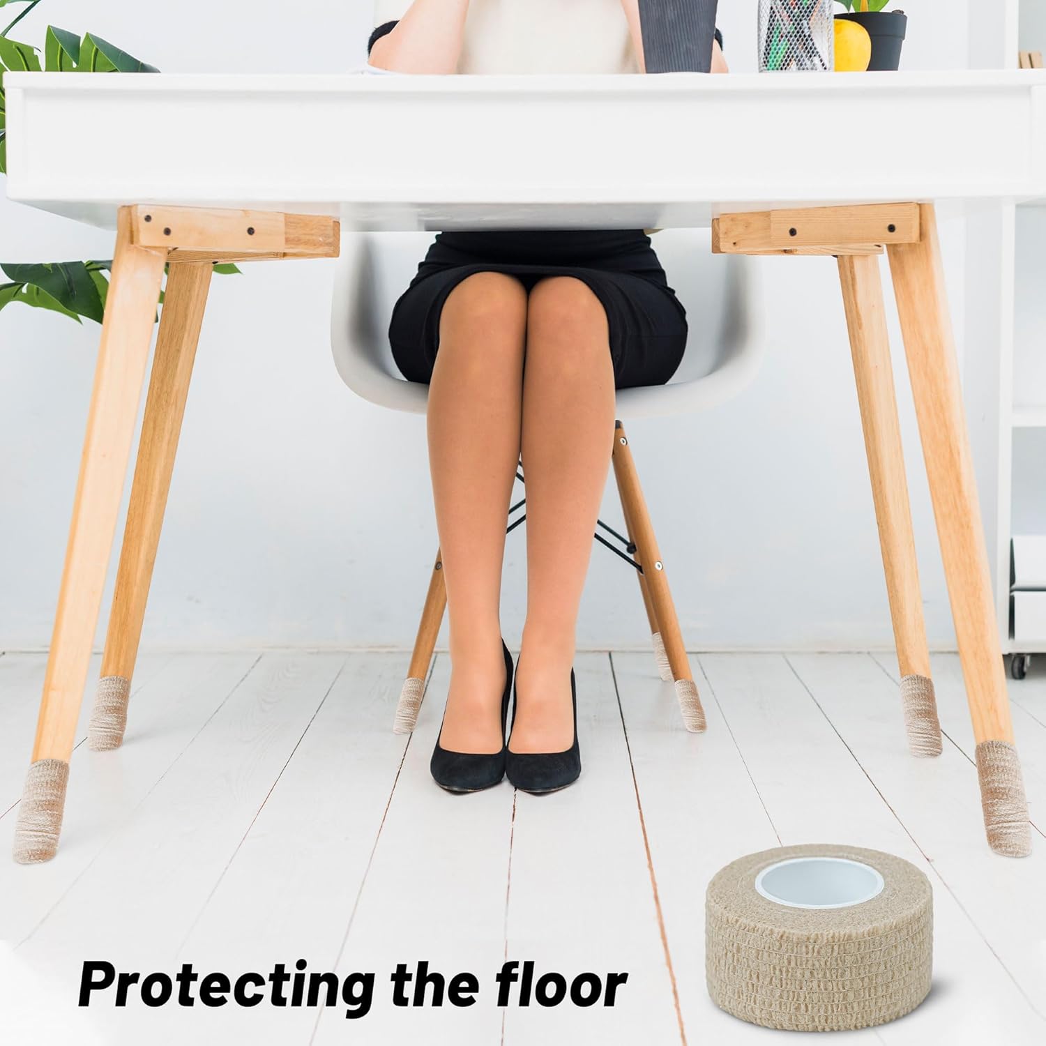 Paquete de 8 protectores de suelo para patas de silla, cinta antideslizante silenciosa, cinta protectora de suelo de muebles, silenciosa y