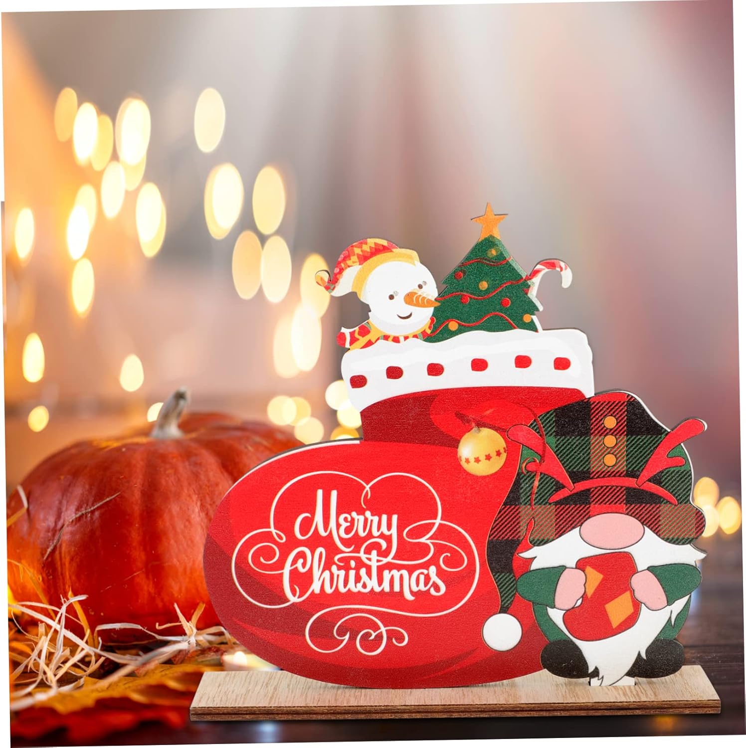 Abaodam 2 adornos de madera de Navidad, letrero de madera de Papá Noel, suministros de fiesta de Navidad, centro de mesa, mesa de fiesta, letrero de