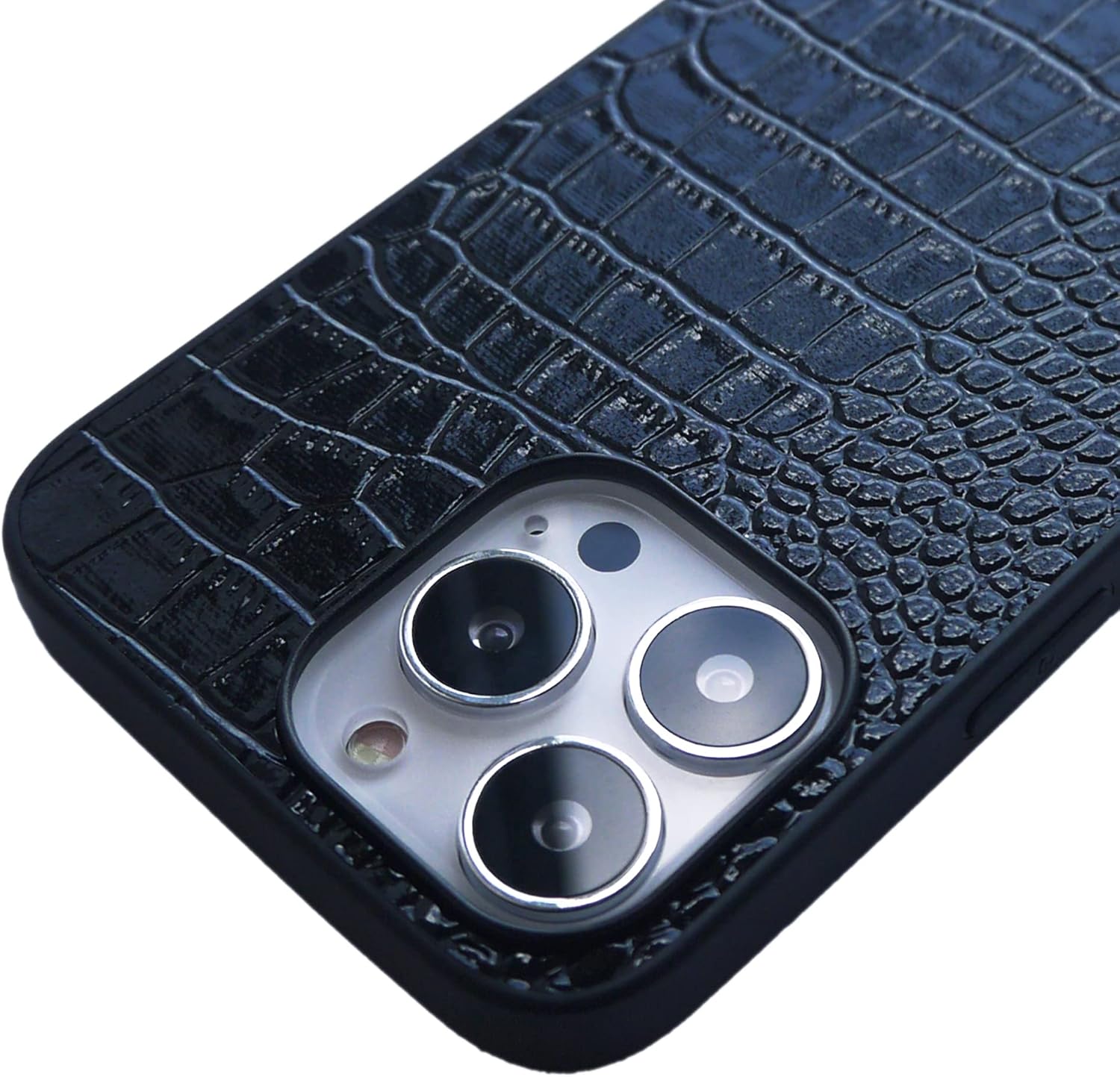 Funda para iPhone 13 Pro Max para mujer, funda de piel sintética de cocodrilo, moda clásica para iPhone13 Pro Max de 6.7 pulgadas, color negro