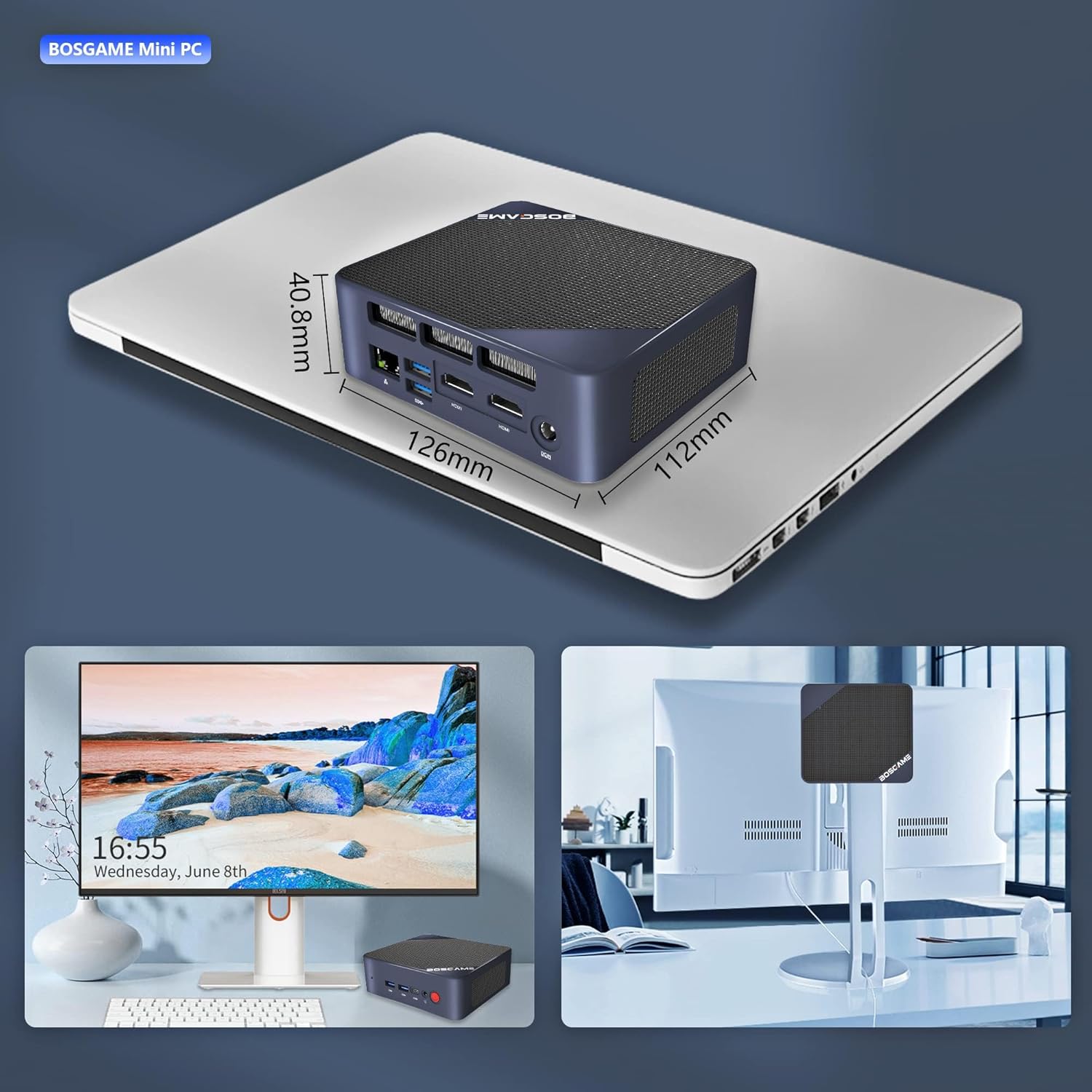 Mini PC B95, Intel 12 generación Alder Lake-N95 16GB DDR4 RAM 512GB m.2 SSD Windows 11 Pro Mini Computadoras de escritorio, 4K UHD Triple Display,