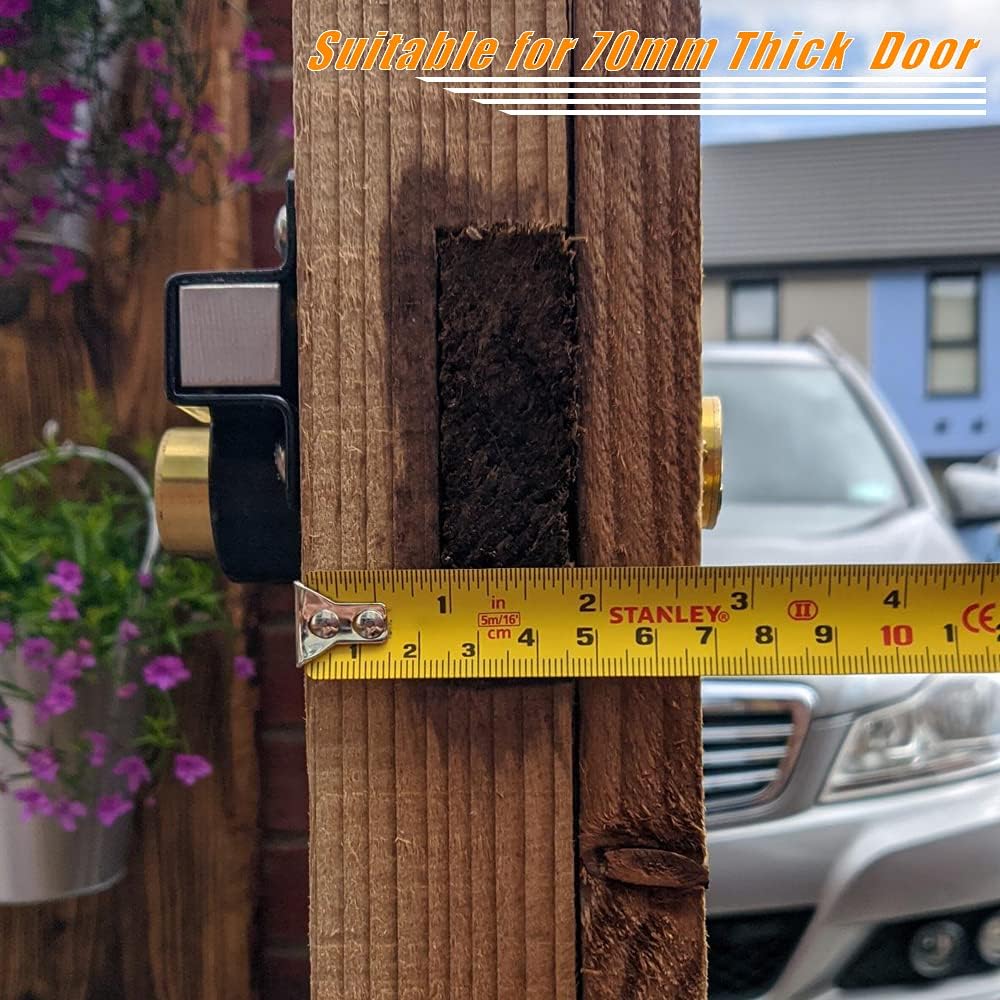Cerradura de puerta de granero, 2.756in, cerradura de puerta de valla, pestillo de puerta de doble cara, cerradura de puerta para puerta Wodden,