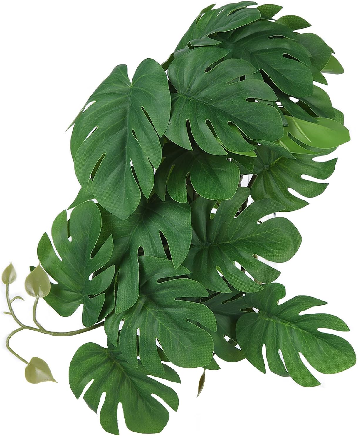 2 piezas de hojas de plástico realistas para decoración de peces, plantas de agua artificiales de simulación de vid con ventosa para terrarios de