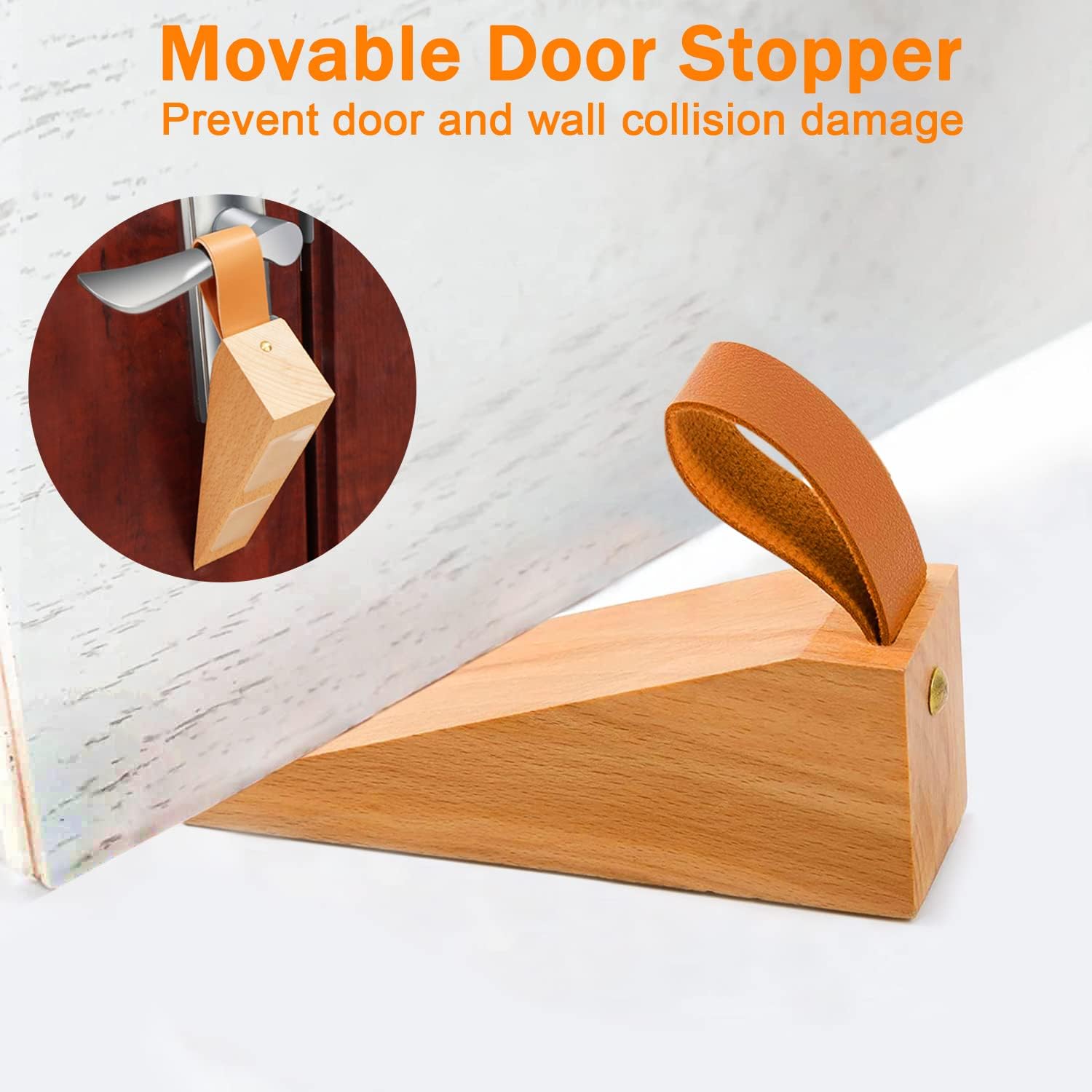 Tope de puerta de madera, cuña antideslizante de madera maciza, cuñas de tope de puerta resistentes y duraderas, ajuste para costura inferior de