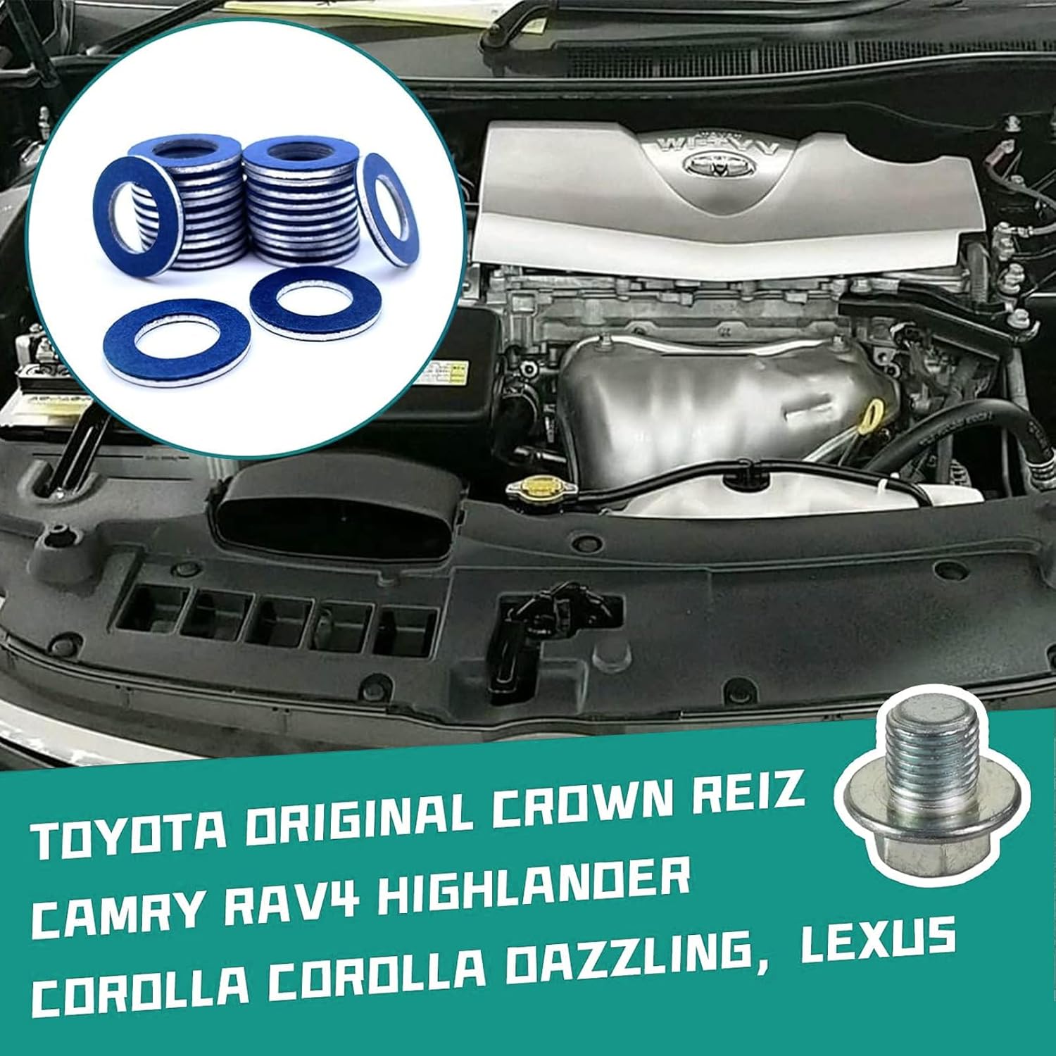 Paquete de 12 juntas de tapón de drenaje de aceite, 90430-12031 de repuesto para Lexus Toyota Scion CT200h ES350 Prius Tundra Sienna Tacoma 4Runner