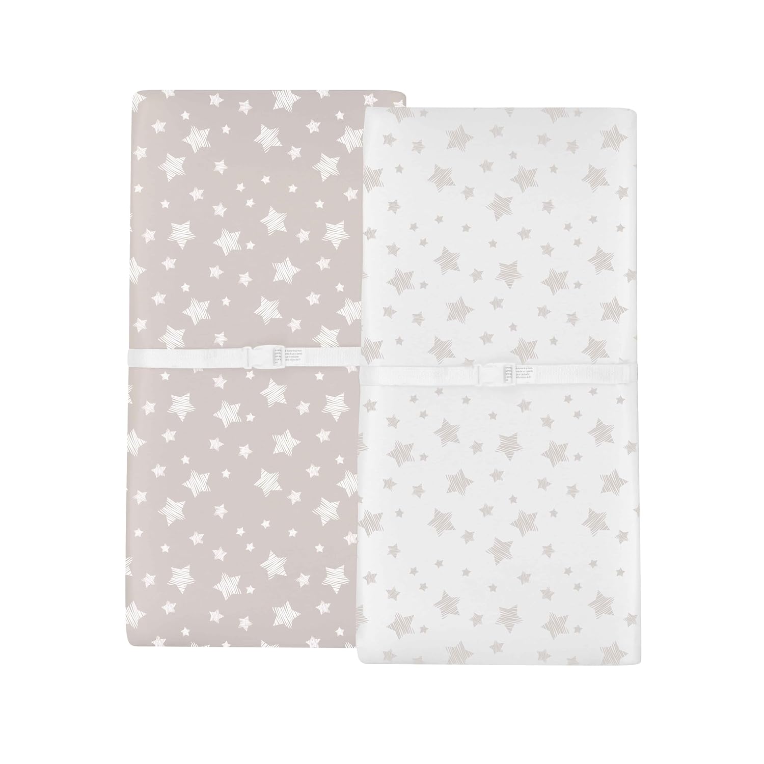 Ely’s & Co. Ely’s & Co. – Juego de sábanas para cambiador, 2 unidades, 100% algodón jersey para bebé niña y bebé, diseño de estrella dibujada en